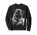 Pug Drinking Iced Coffee Funny Dog Sweatshirt - Custom Art Print Men Women - T-Shirt, Sweatshirt, Hoodie