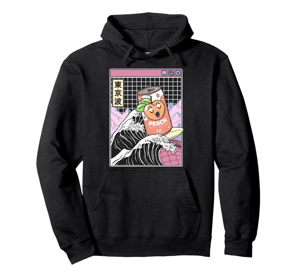 Peach Soda Surfing Kanagawa Wave Japan Hoodie - Novelty Apparel for Adults - T-Shirt, Sweatshirt, Hoodie
