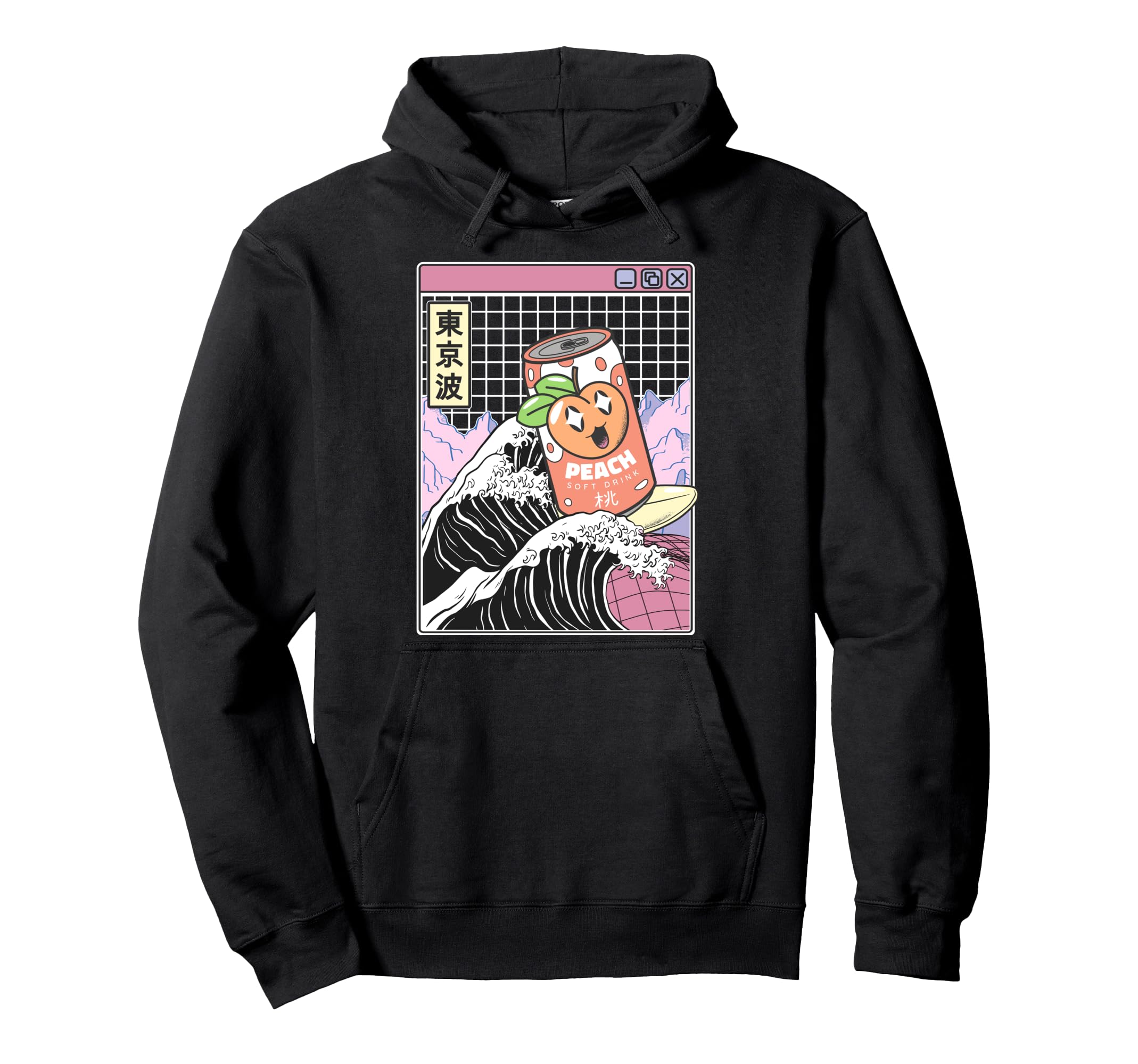 Peach Soda Surfing Kanagawa Wave Japan Hoodie - Novelty Apparel for Adults - T-Shirt, Sweatshirt, Hoodie