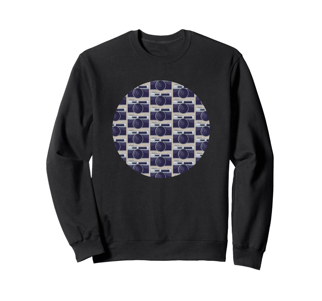 Old Camera Pattern Grey Background Sweatshirt - Custom Art Print Men Women - T-Shirt, Sweatshirt, Hoodie