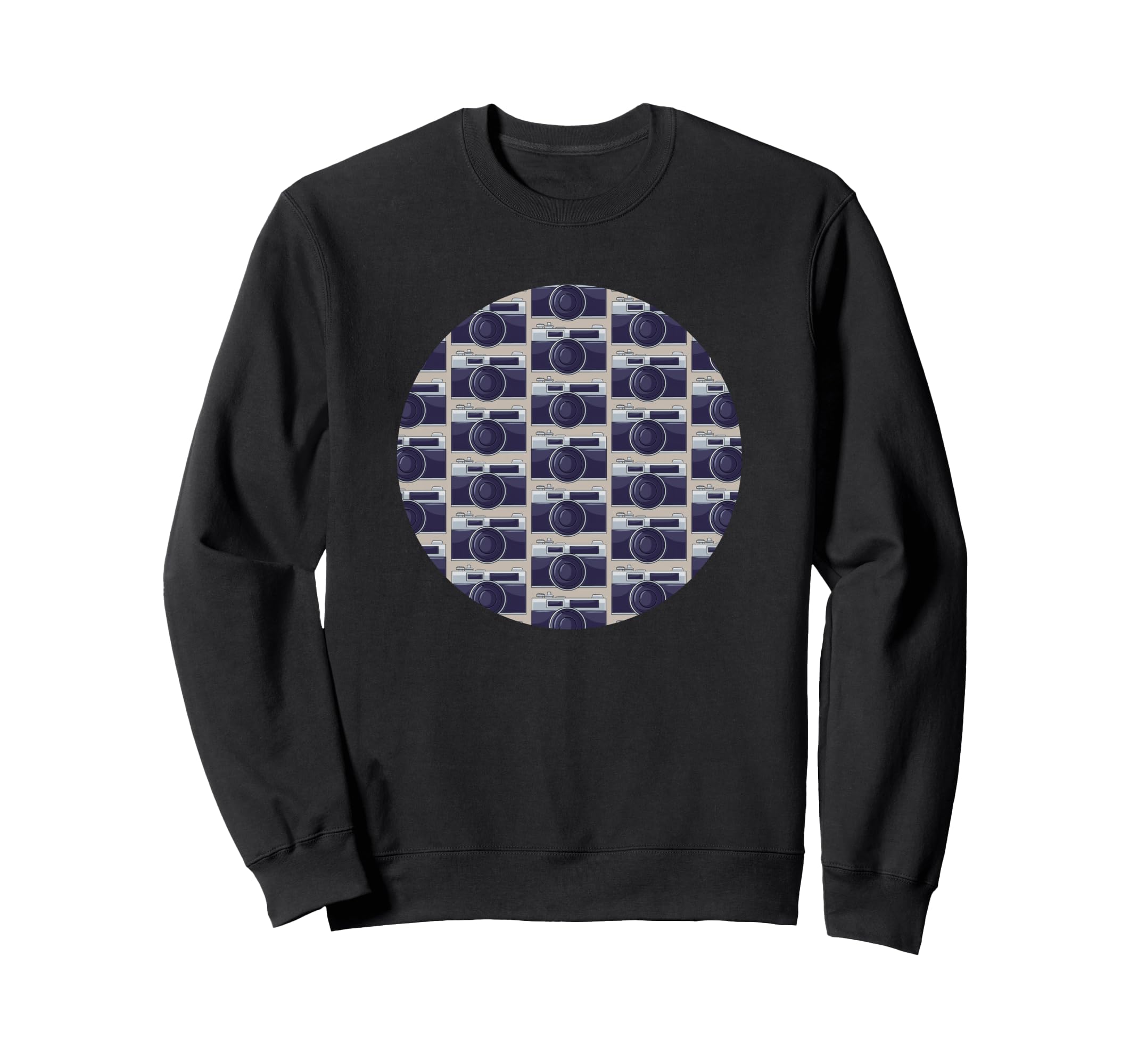 Old Camera Pattern Grey Background Sweatshirt - Custom Art Print Men Women - T-Shirt, Sweatshirt, Hoodie