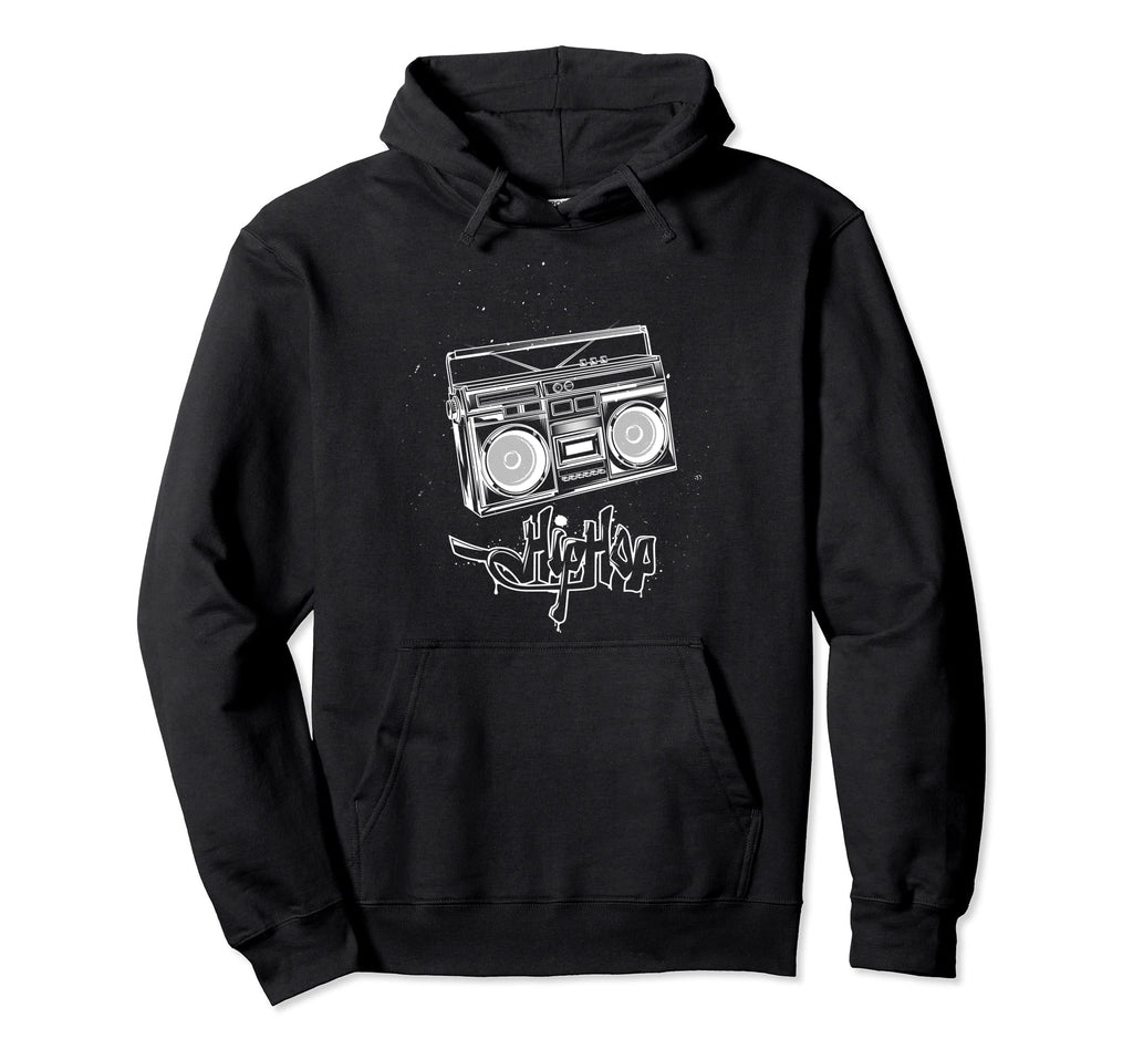 Old School Hip Hop Boombox Hoodie - Fun Novelty Design Men Women - T-Shirt, Sweatshirt, Hoodie