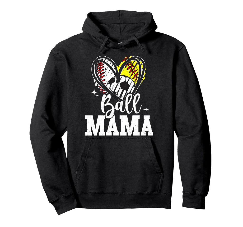 Ball Mama Baseball Softball Soccer Hoodie - Aesthetic Graphic for Adults - T-Shirt, Sweatshirt, Hoodie