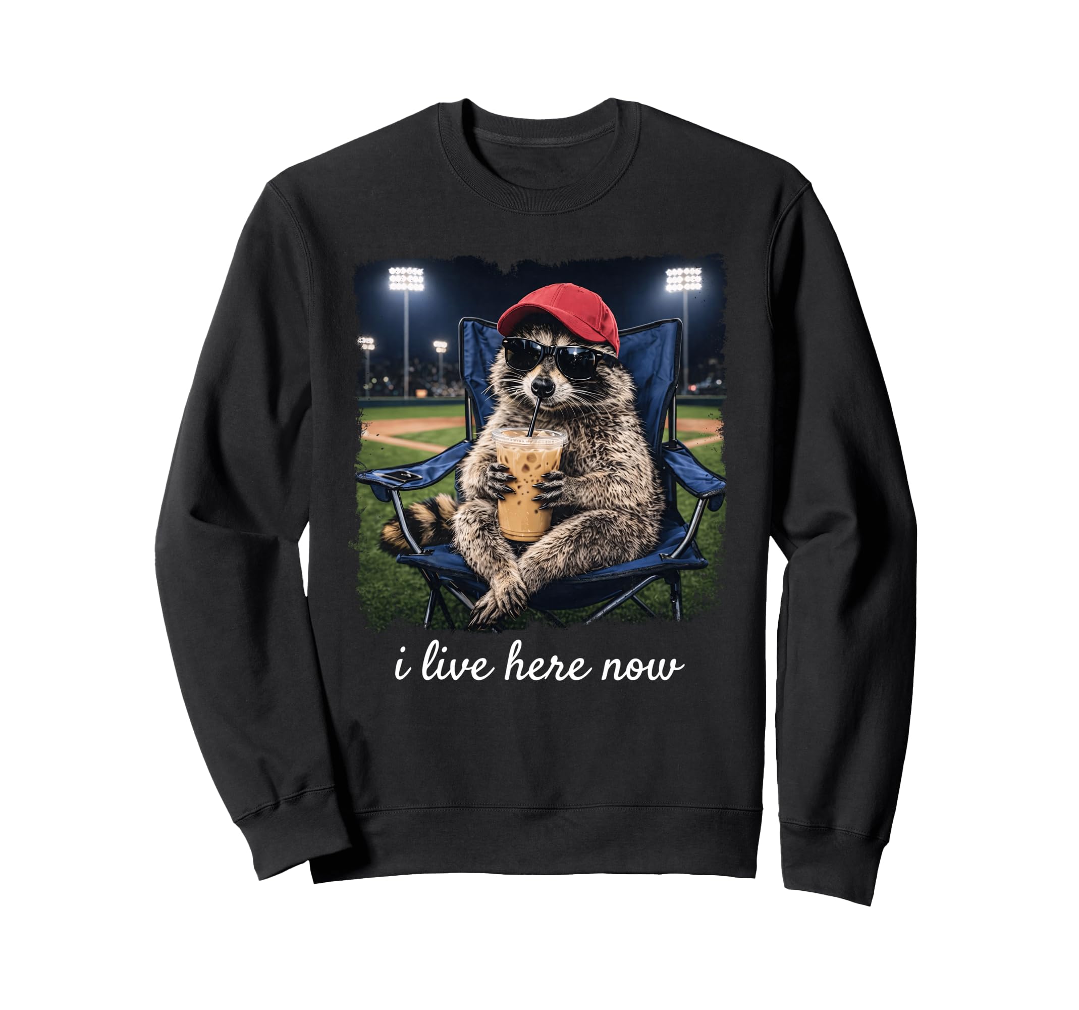 Raccoon I Live Here Now Sweatshirt - Casual Everyday Wear for Adults - T-Shirt, Sweatshirt, Hoodie