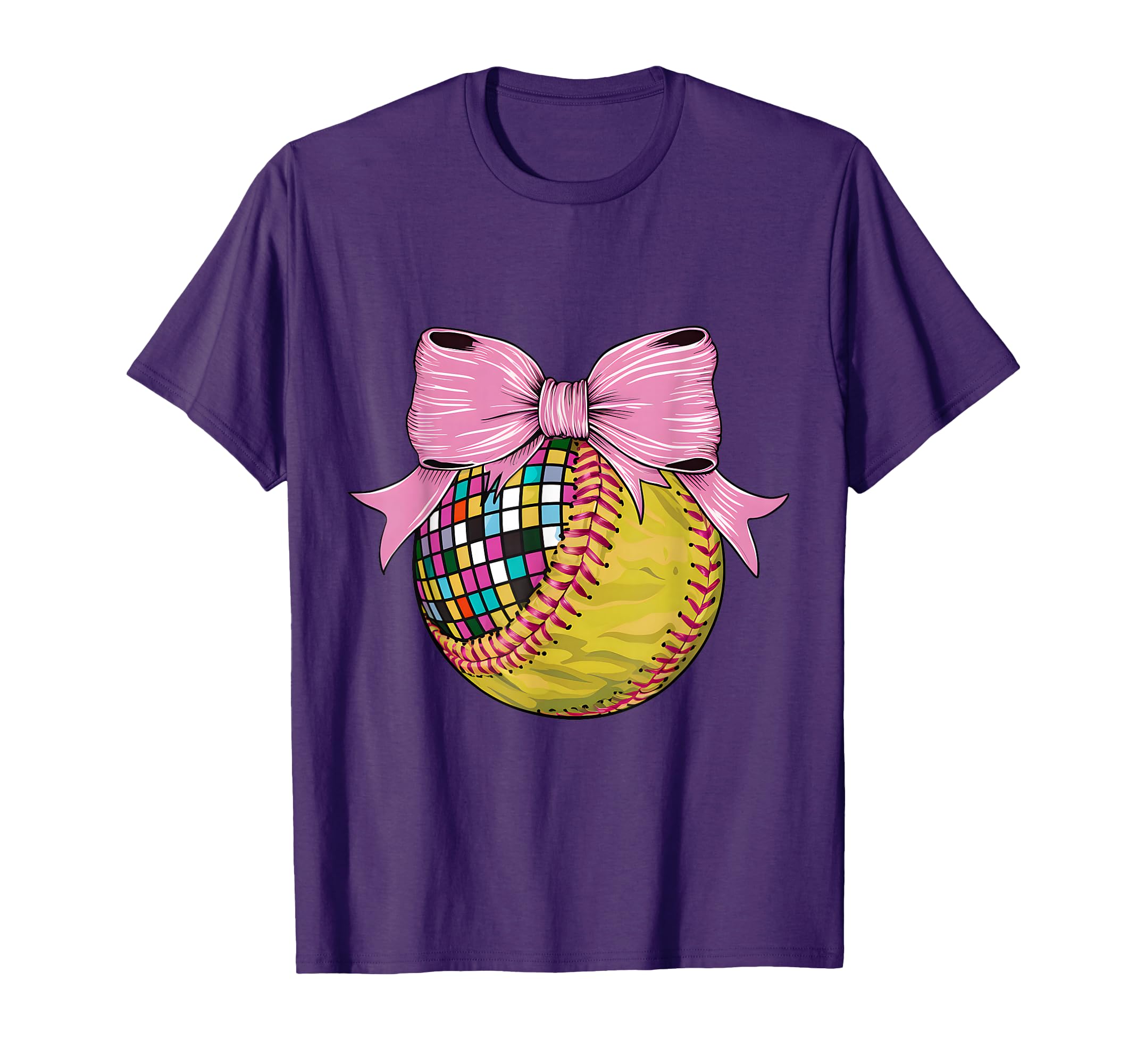 Coquette Bow Disco Ball Softball Player T-Shirt - Trendy Graphic Men Women - T-Shirt, Sweatshirt, Hoodie