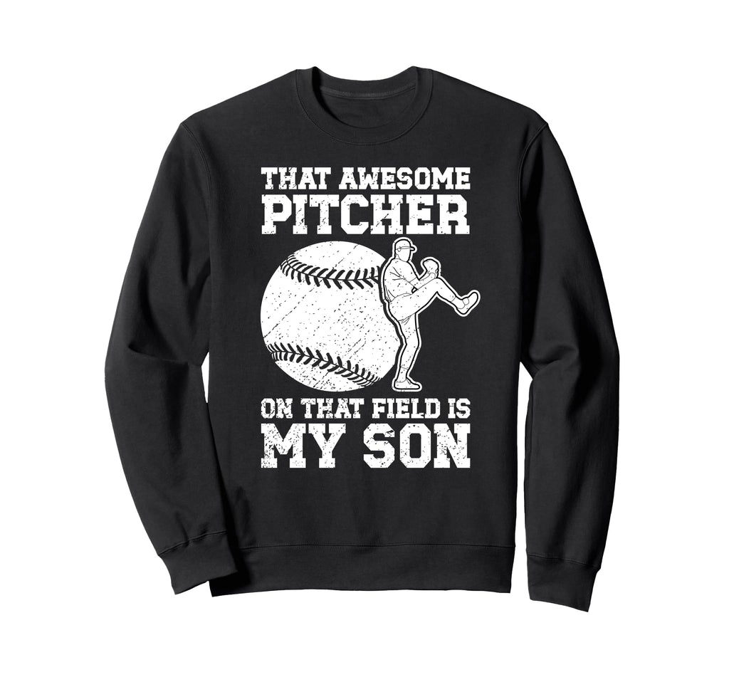Baseball Pitcher Mom Proud Baseball Sweatshirt - Graphic Print Men Women - T-Shirt, Sweatshirt, Hoodie