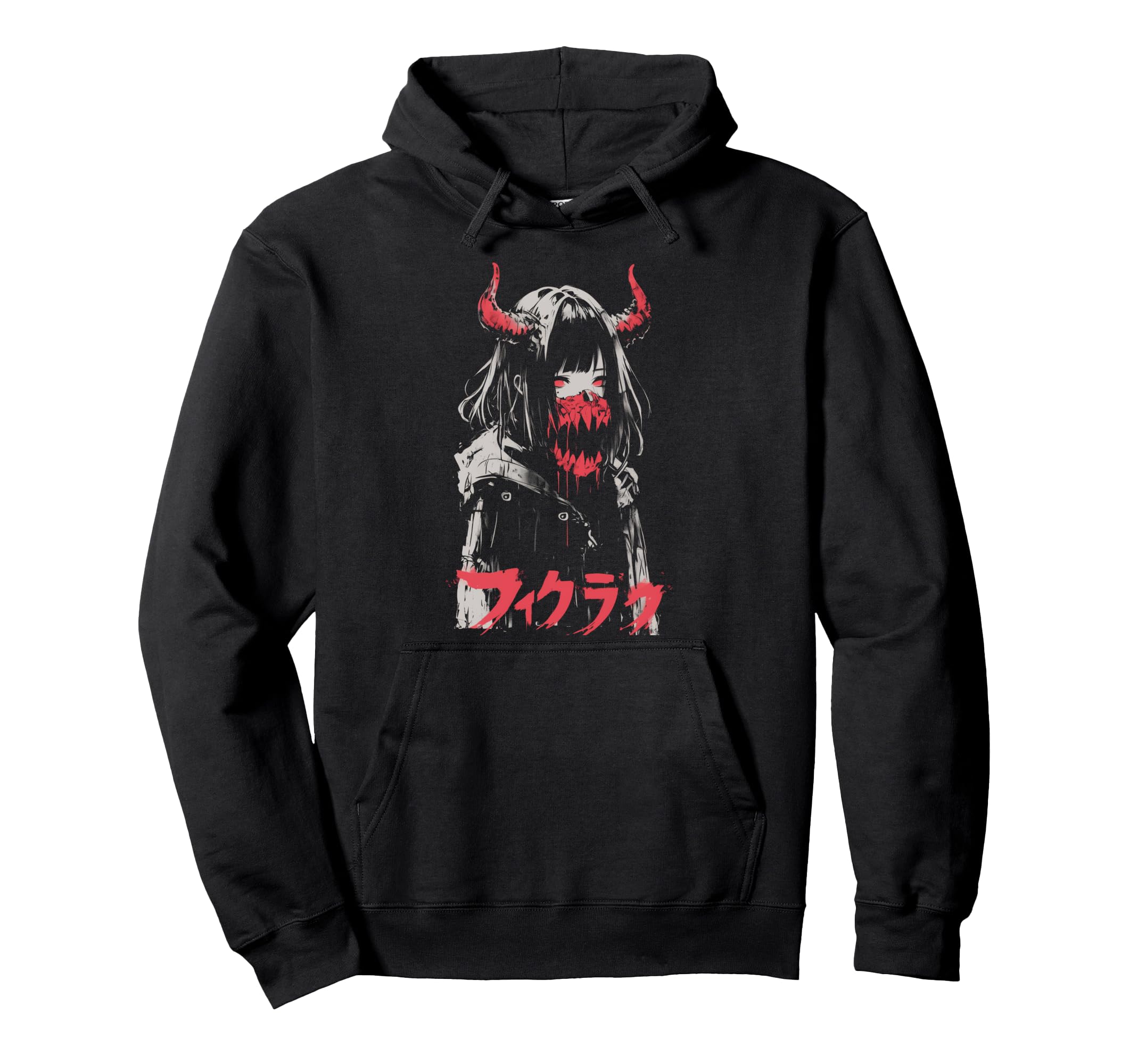 Goth Grunge Demon Anime Waifu Horror Alt Hoodie - Custom Art Print Unisex - T-Shirt, Sweatshirt, Hoodie