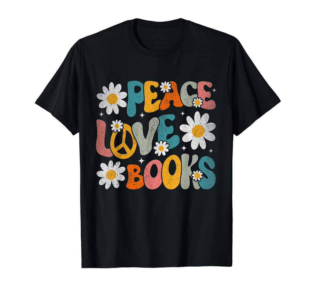 Peace Love Books Bookworm T-Shirt - Casual Everyday Wear for Adults - T-Shirt, Sweatshirt, Hoodie