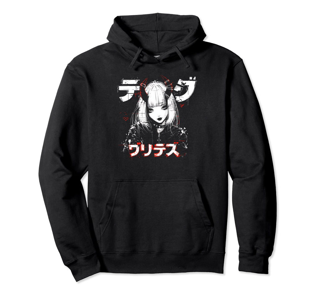 Anime Goth Grunge Demon Waifu Horror Alt Hoodie - Streetwear Style Unisex - T-Shirt, Sweatshirt, Hoodie