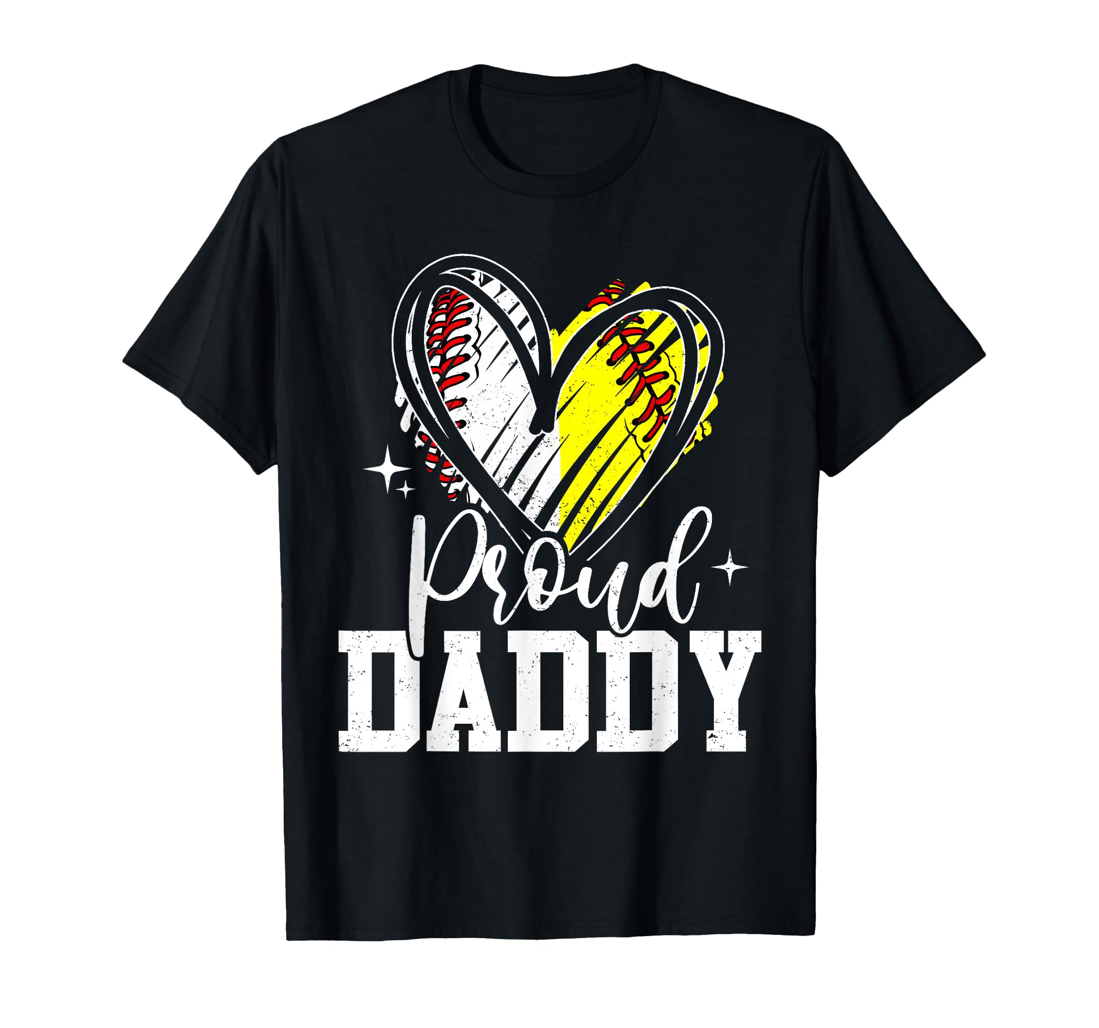 Proud Daddy Baseball Softball Heart T-Shirt - Minimalist Print for Adults - T-Shirt, Sweatshirt, Hoodie