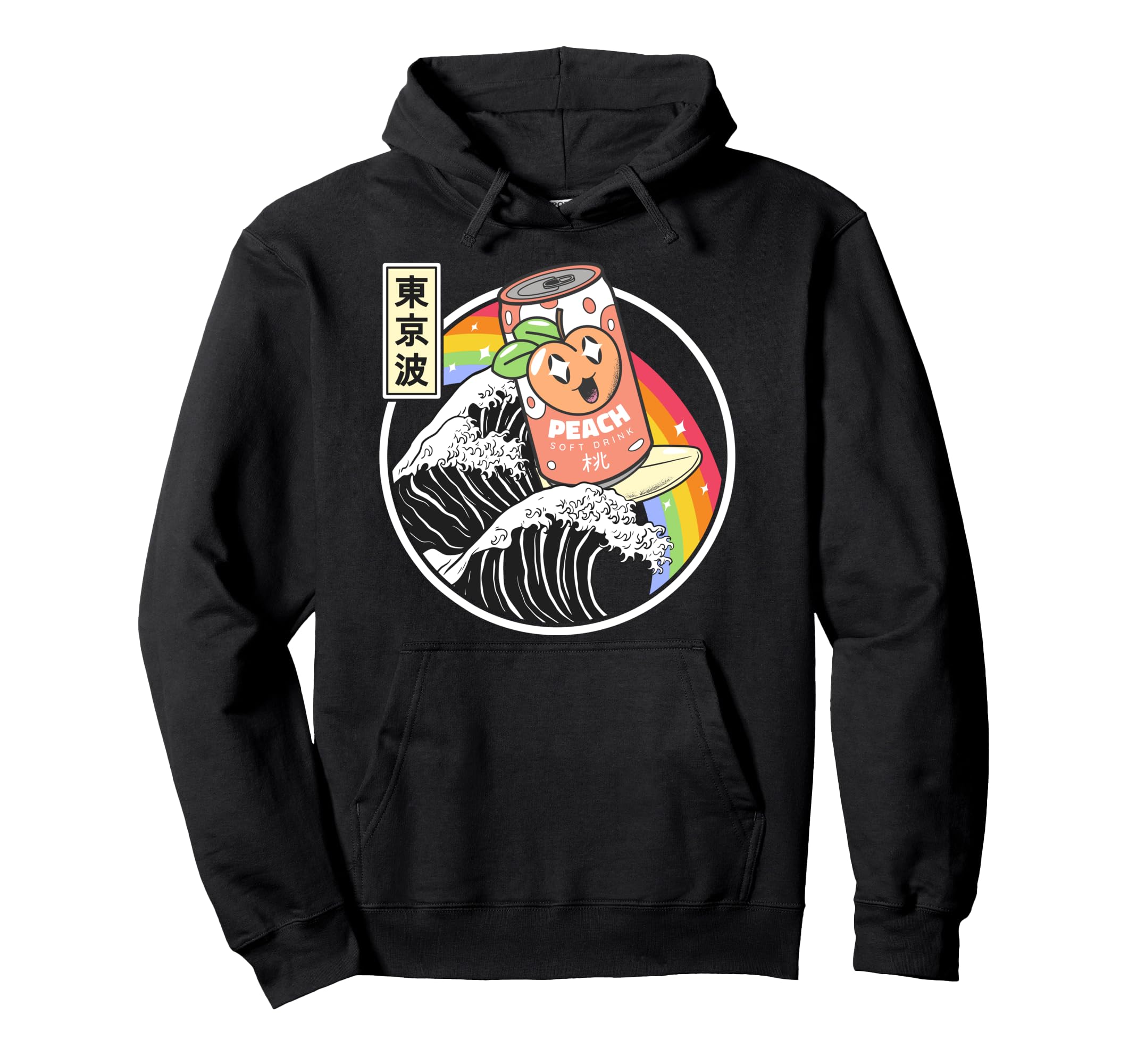 Peach Soda Surfing Kanagawa Wave Hoodie - Custom Art Print for Adults - T-Shirt, Sweatshirt, Hoodie