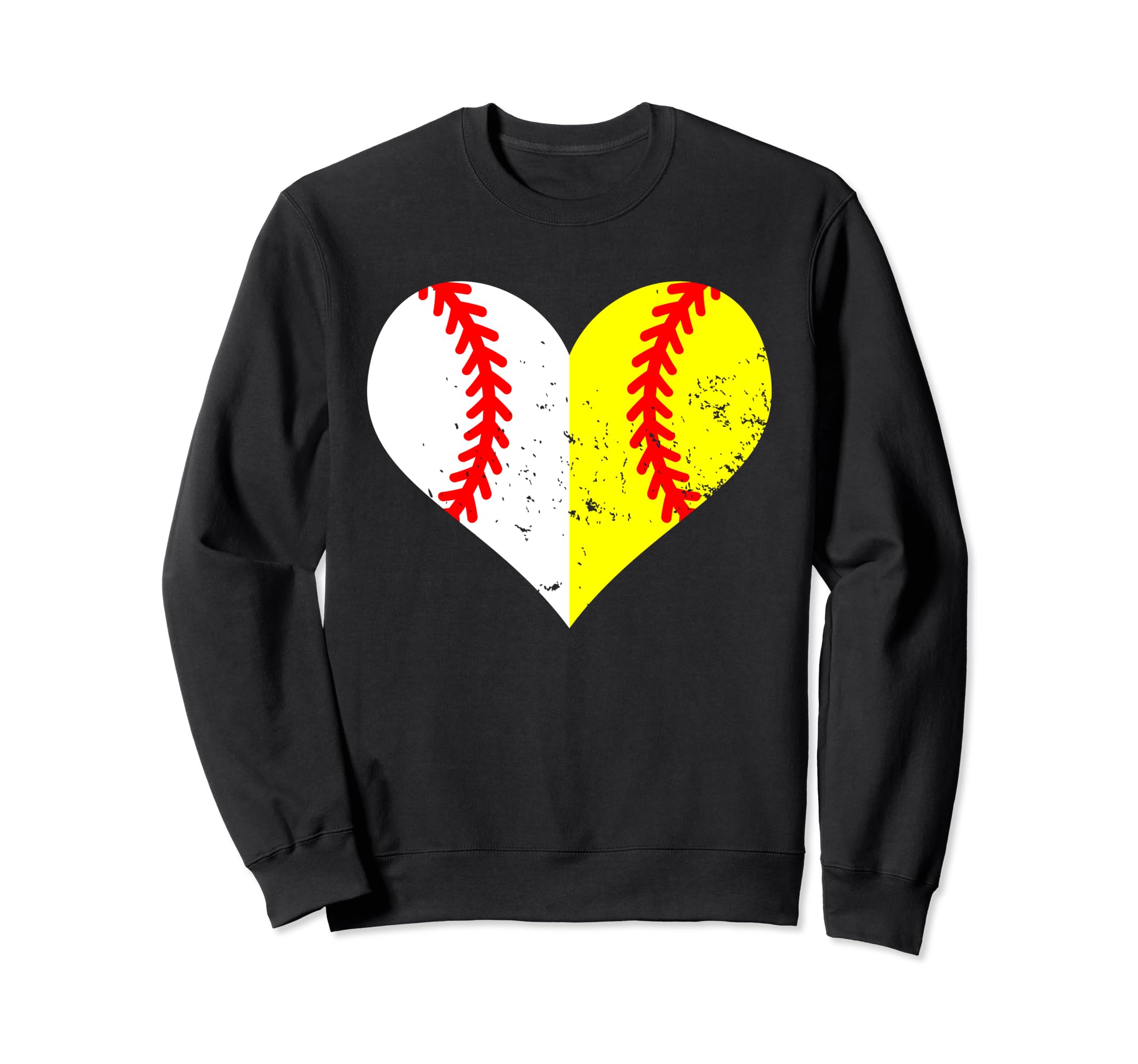 Baseball Softball Heart Funny Sweatshirt - Unique Graphic Men Women - T-Shirt, Sweatshirt, Hoodie