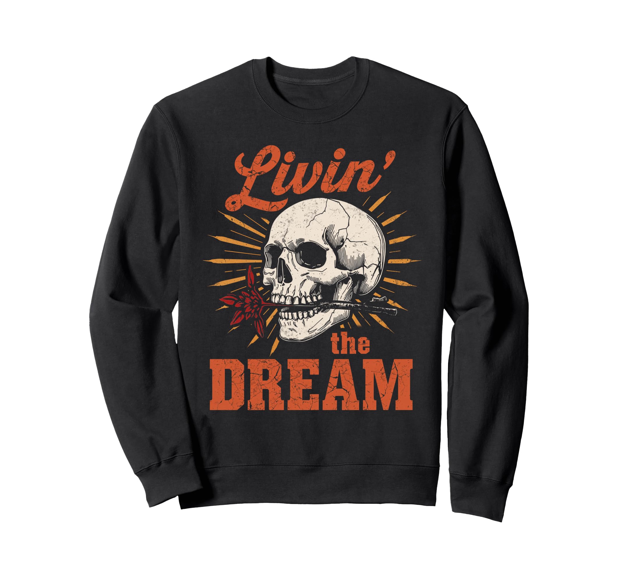 Livin Dream Skull Flower Indi Boho Art Sweatshirt - Trendy Graphic Unisex - T-Shirt, Sweatshirt, Hoodie