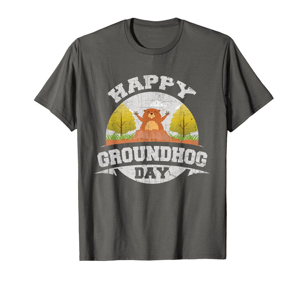 Happy Groundhog Day Distressed T-Shirt - Aesthetic Graphic Unisex - T-Shirt, Sweatshirt, Hoodie