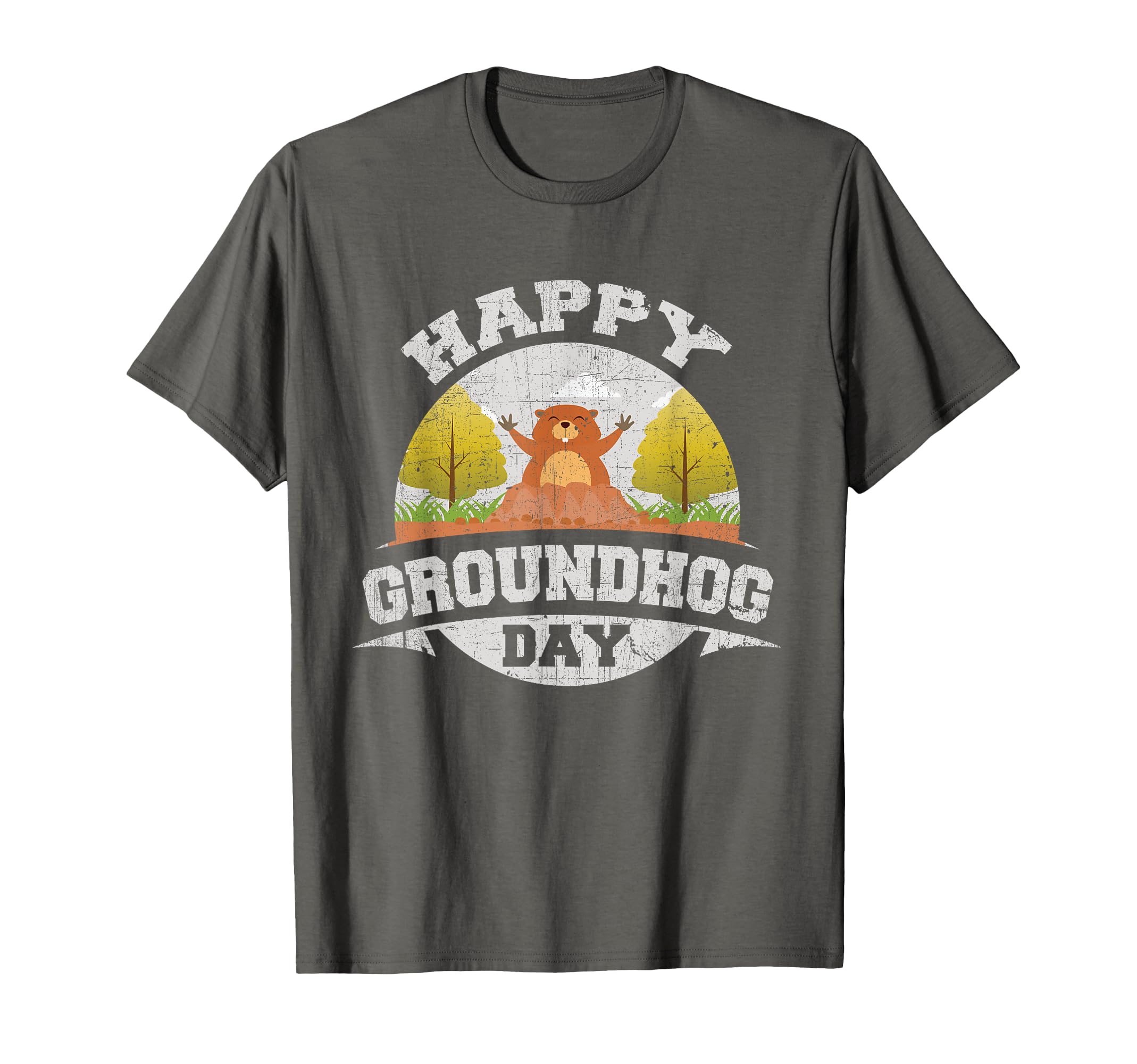 Happy Groundhog Day Distressed T-Shirt - Aesthetic Graphic Unisex - T-Shirt, Sweatshirt, Hoodie