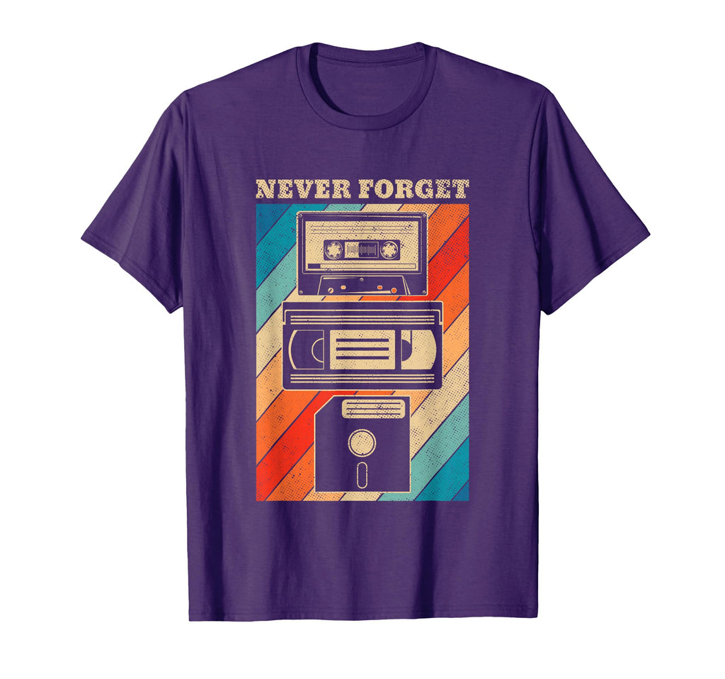 Never Forget Floppy Disk Vhs Tape 90S 80S T-Shirt - Novelty Apparel Unisex - T-Shirt, Sweatshirt, Hoodie