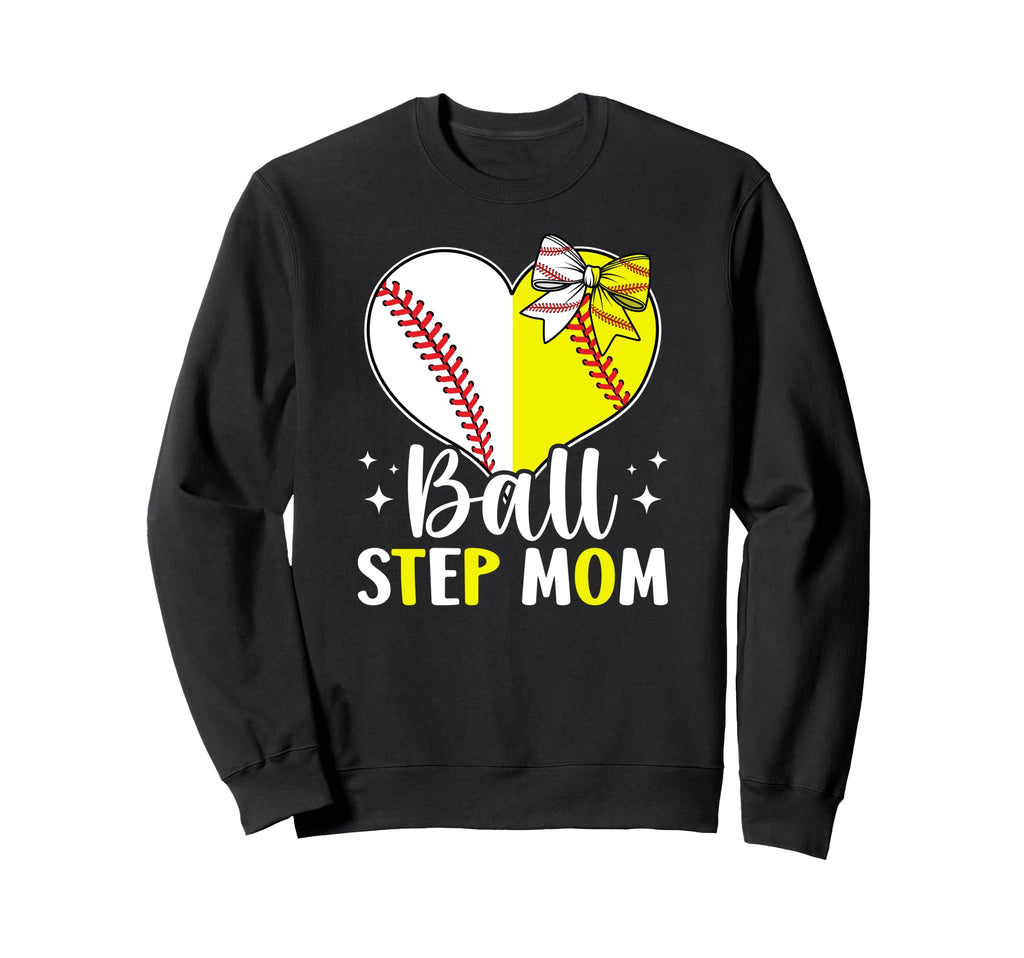 Ball Step Mom Heart Softball Sweatshirt - Trendy Graphic Men Women - T-Shirt, Sweatshirt, Hoodie
