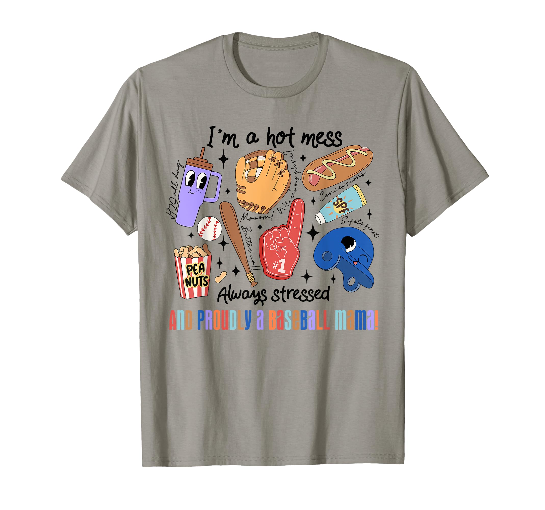 Baseball Mama Game Day Vibes Mothers T-Shirt - Unique Graphic Men Women - T-Shirt, Sweatshirt, Hoodie