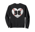 Baseball Number 98 Distressed Heart Sweatshirt - Unique Graphic Unisex - T-Shirt, Sweatshirt, Hoodie