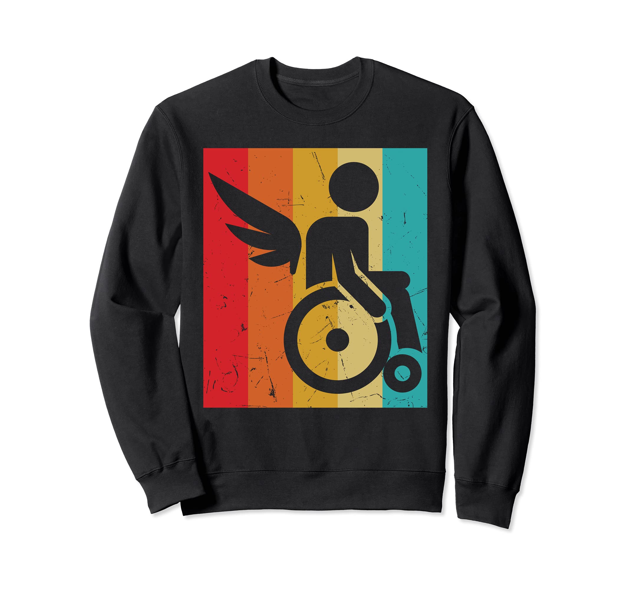 Wheelchair Wings Distressed Caregivers Sweatshirt - Trendy Graphic Unisex - T-Shirt, Sweatshirt, Hoodie