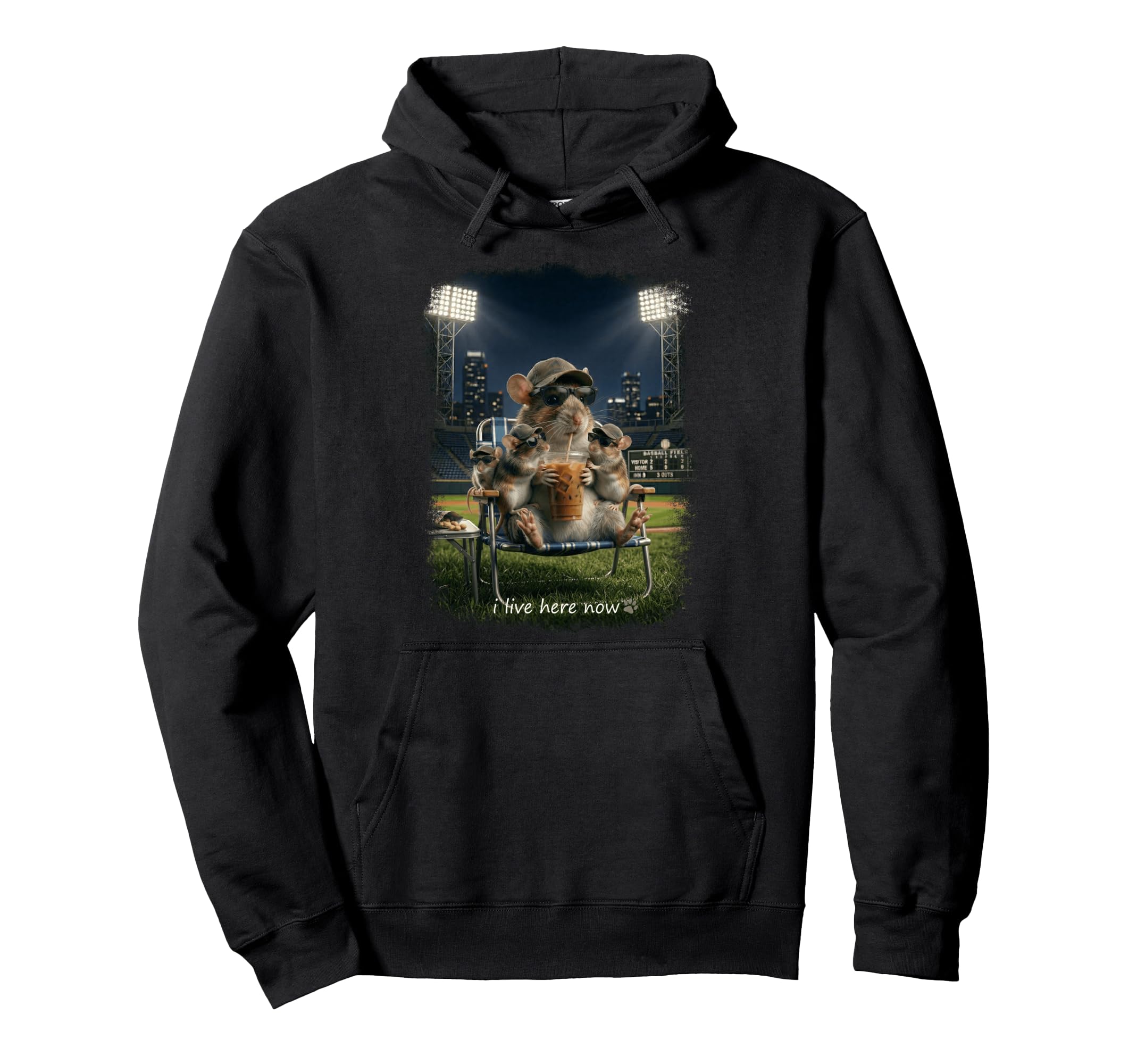 Funny Mice Ballfield Baseball Field I Hoodie - Novelty Apparel Men Women - T-Shirt, Sweatshirt, Hoodie