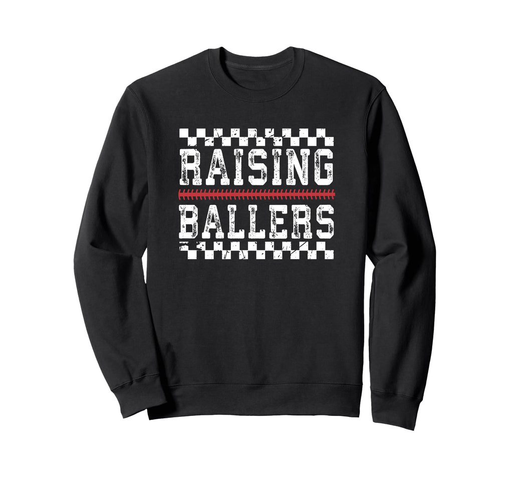 Raising Ballers Baseball Mom Dad Sweatshirt - Minimalist Print for Adults - T-Shirt, Sweatshirt, Hoodie
