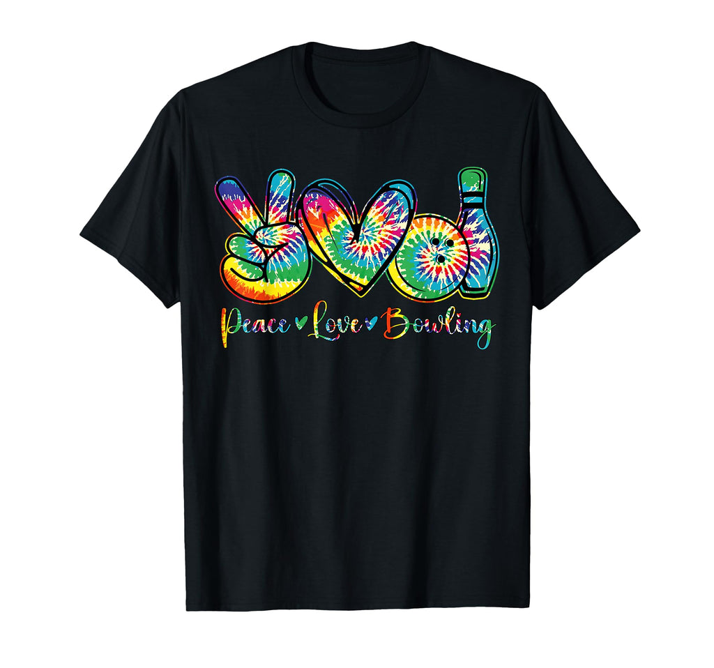 Tie Dye Peace Love Bowling Lover Funny T-Shirt - Graphic Print Unisex - T-Shirt, Sweatshirt, Hoodie