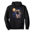 Celestial Pug Full Moon Howling Hoodie - Aesthetic Graphic for Adults - T-Shirt, Sweatshirt, Hoodie