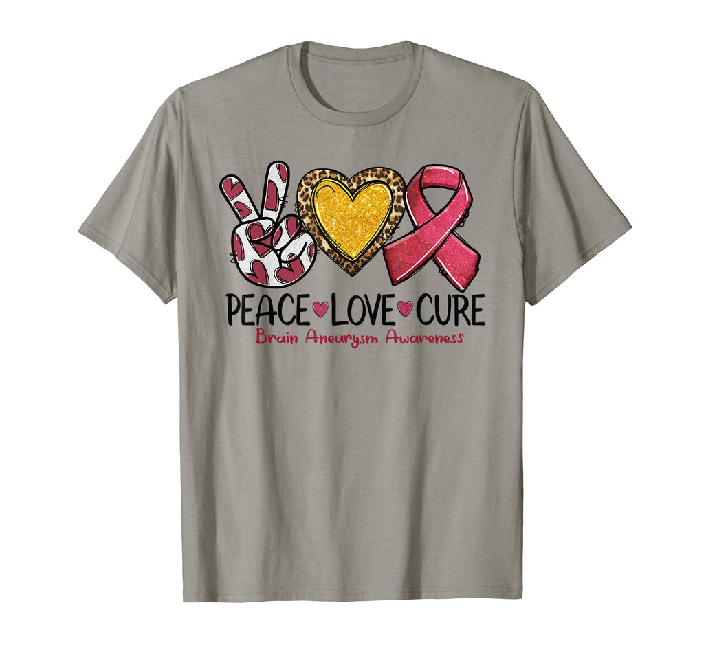 Brain Aneurysm Awareness Peace Love Cure T-Shirt - Novelty Apparel Unisex - T-Shirt, Sweatshirt, Hoodie