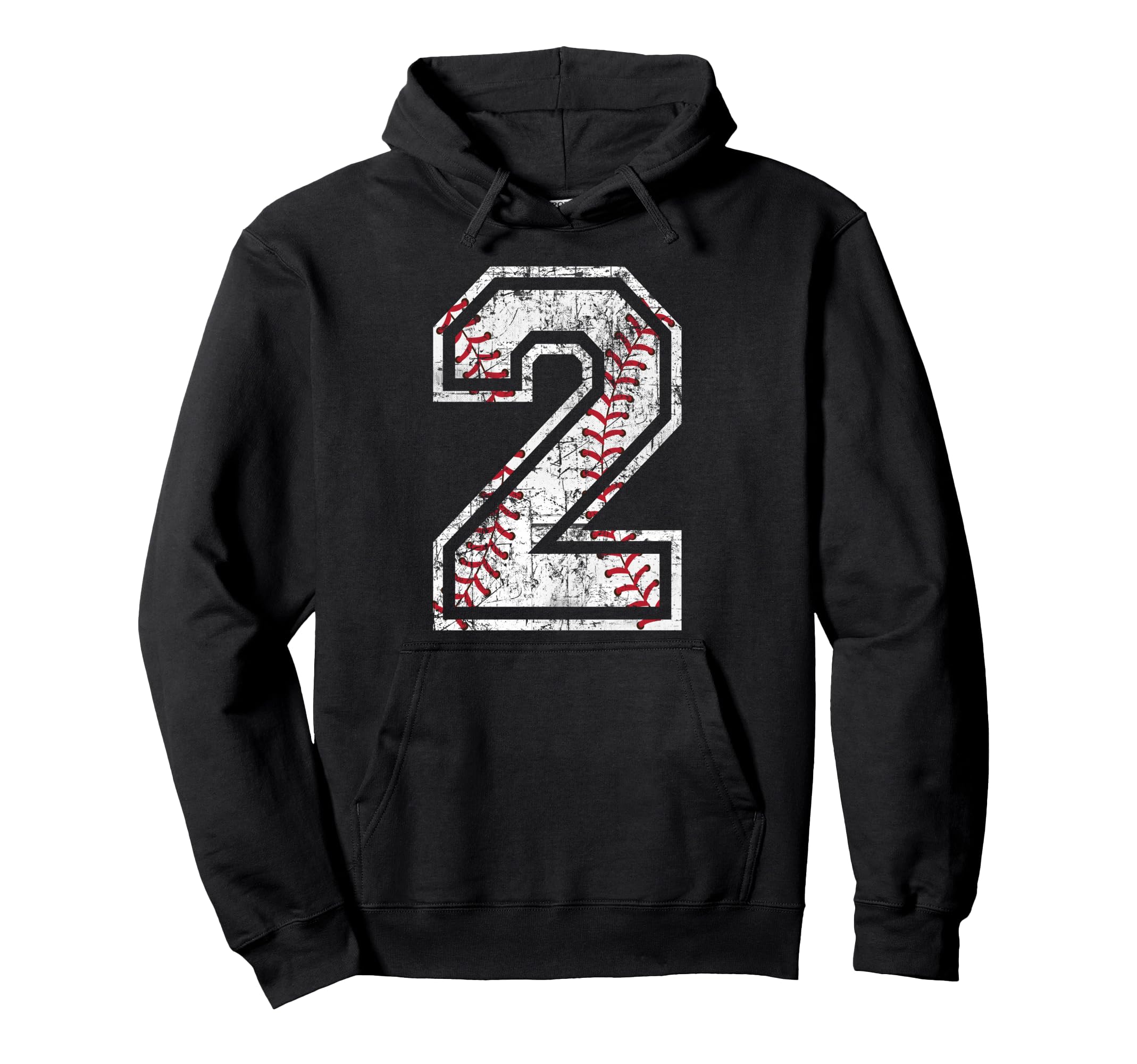 Baseball Jersey Number 2 Distressed Hoodie - Streetwear Style Unisex - T-Shirt, Sweatshirt, Hoodie