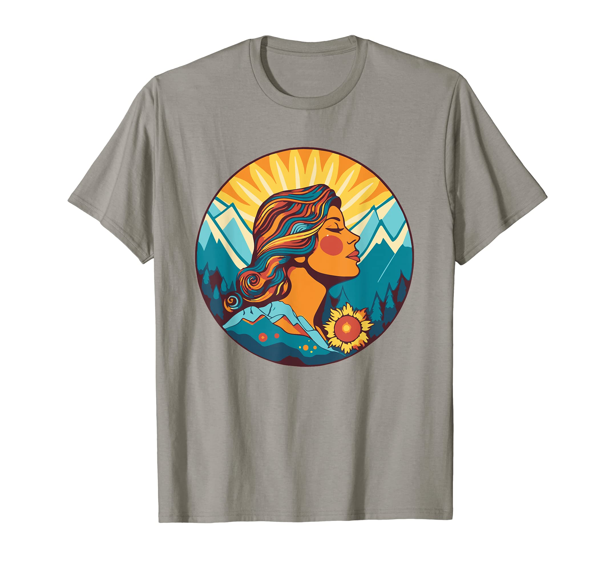 Groovy Mountain Mama Hippie 60S T-Shirt - Custom Art Print Unisex - T-Shirt, Sweatshirt, Hoodie