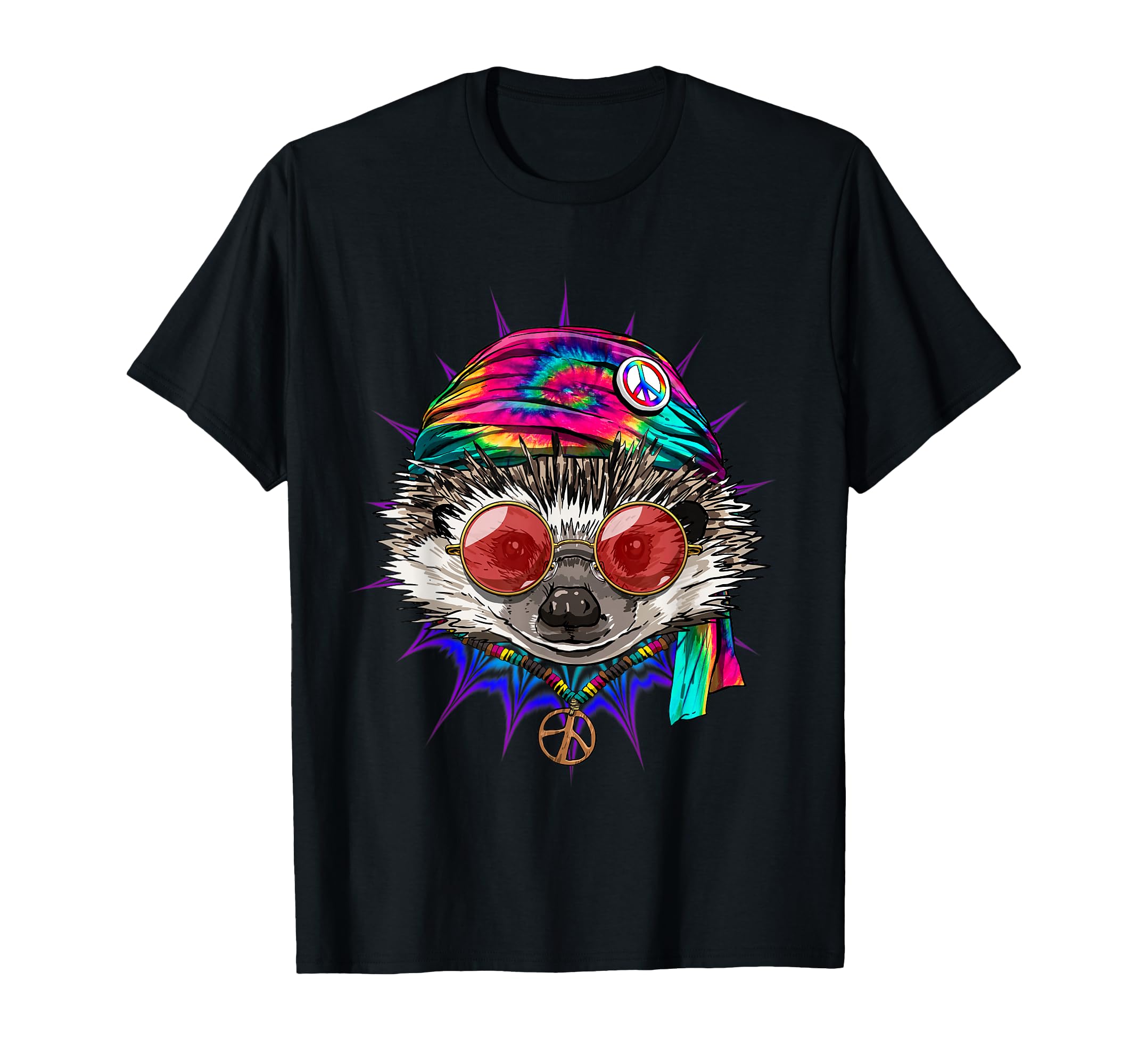 Tie Dye Hippie Hedgehog Hippiness T-Shirt - Fun Novelty Design Unisex - T-Shirt, Sweatshirt, Hoodie