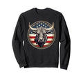 Bull Patriotic American Flag Sweatshirt - Casual Everyday Wear Unisex - T-Shirt, Sweatshirt, Hoodie