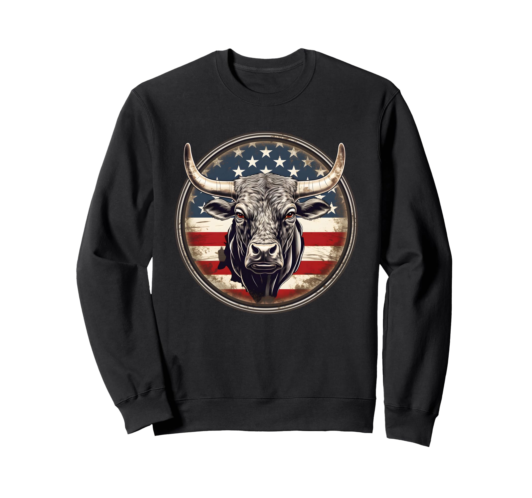 Bull Patriotic American Flag Sweatshirt - Casual Everyday Wear Unisex - T-Shirt, Sweatshirt, Hoodie
