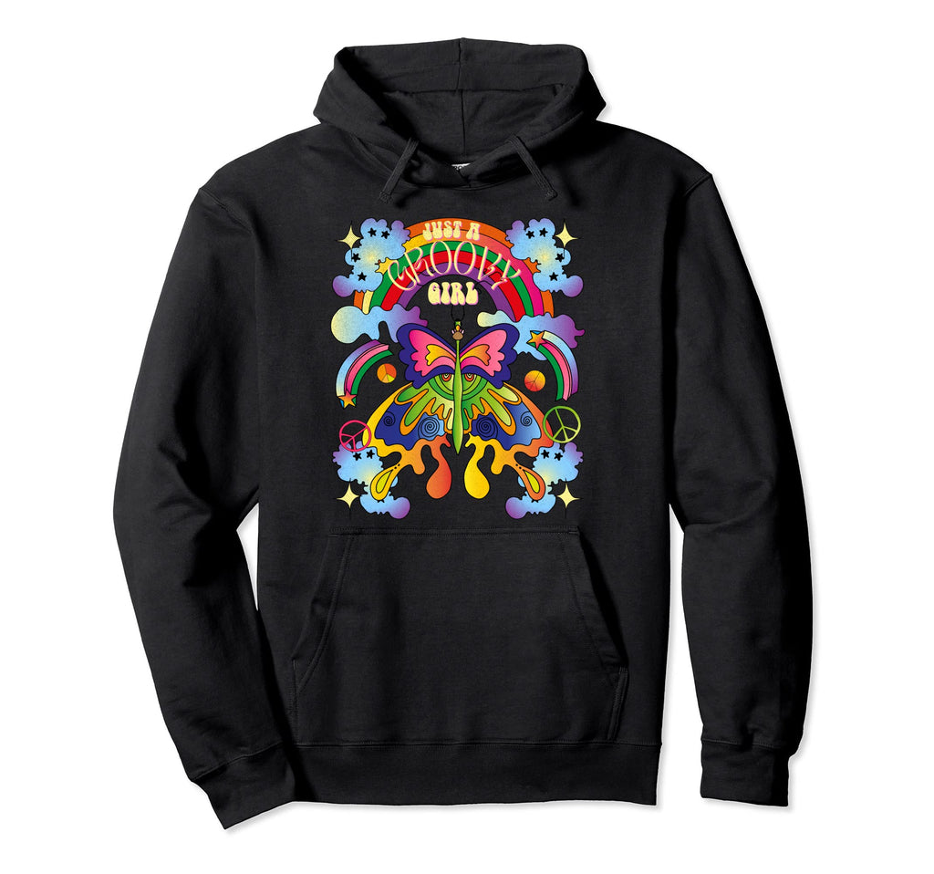 Just Groovy Rainbow Butterfly Peace Hoodie - Streetwear Style Men Women - T-Shirt, Sweatshirt, Hoodie