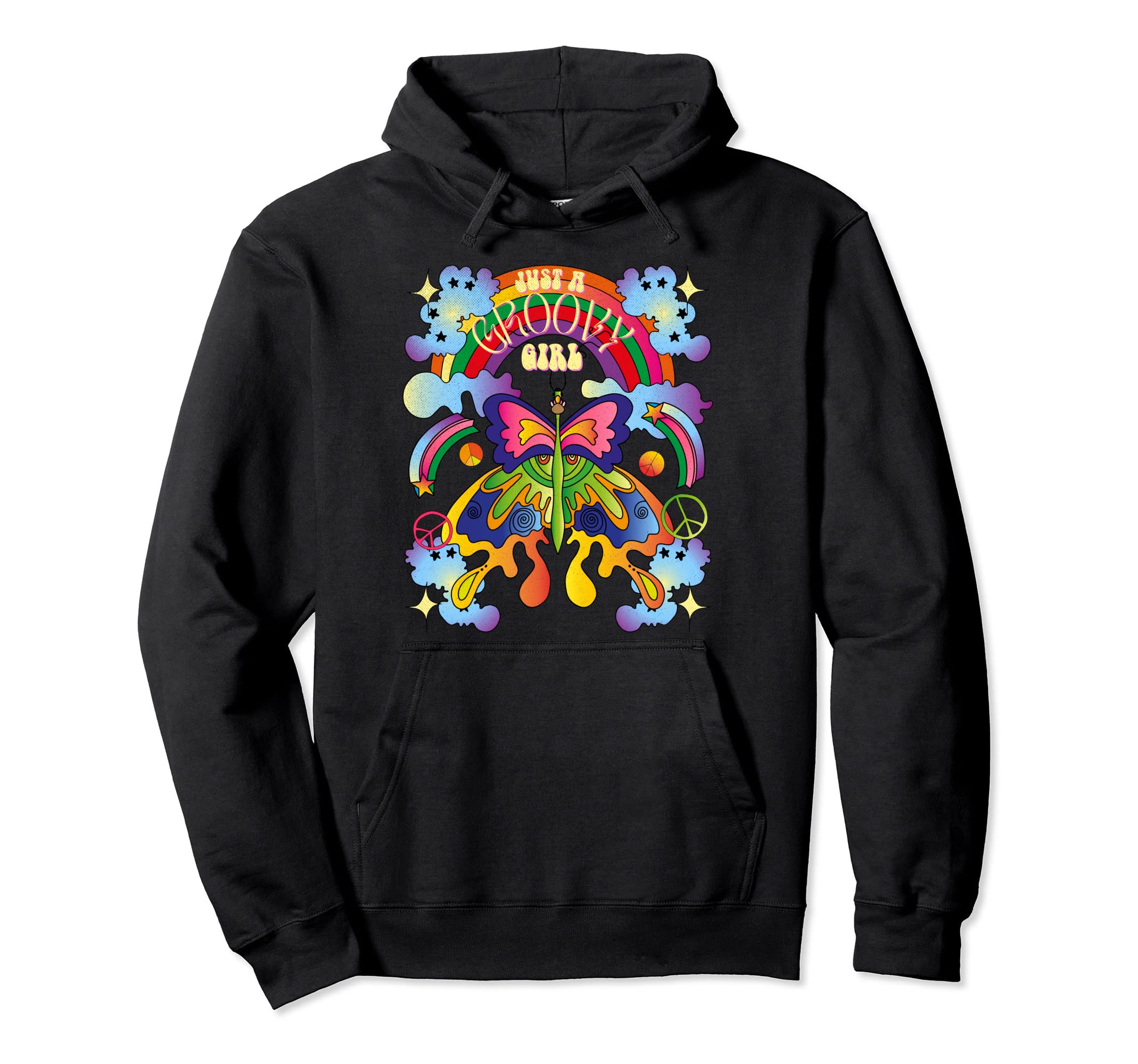 Just Groovy Rainbow Butterfly Peace Hoodie - Streetwear Style Men Women - T-Shirt, Sweatshirt, Hoodie