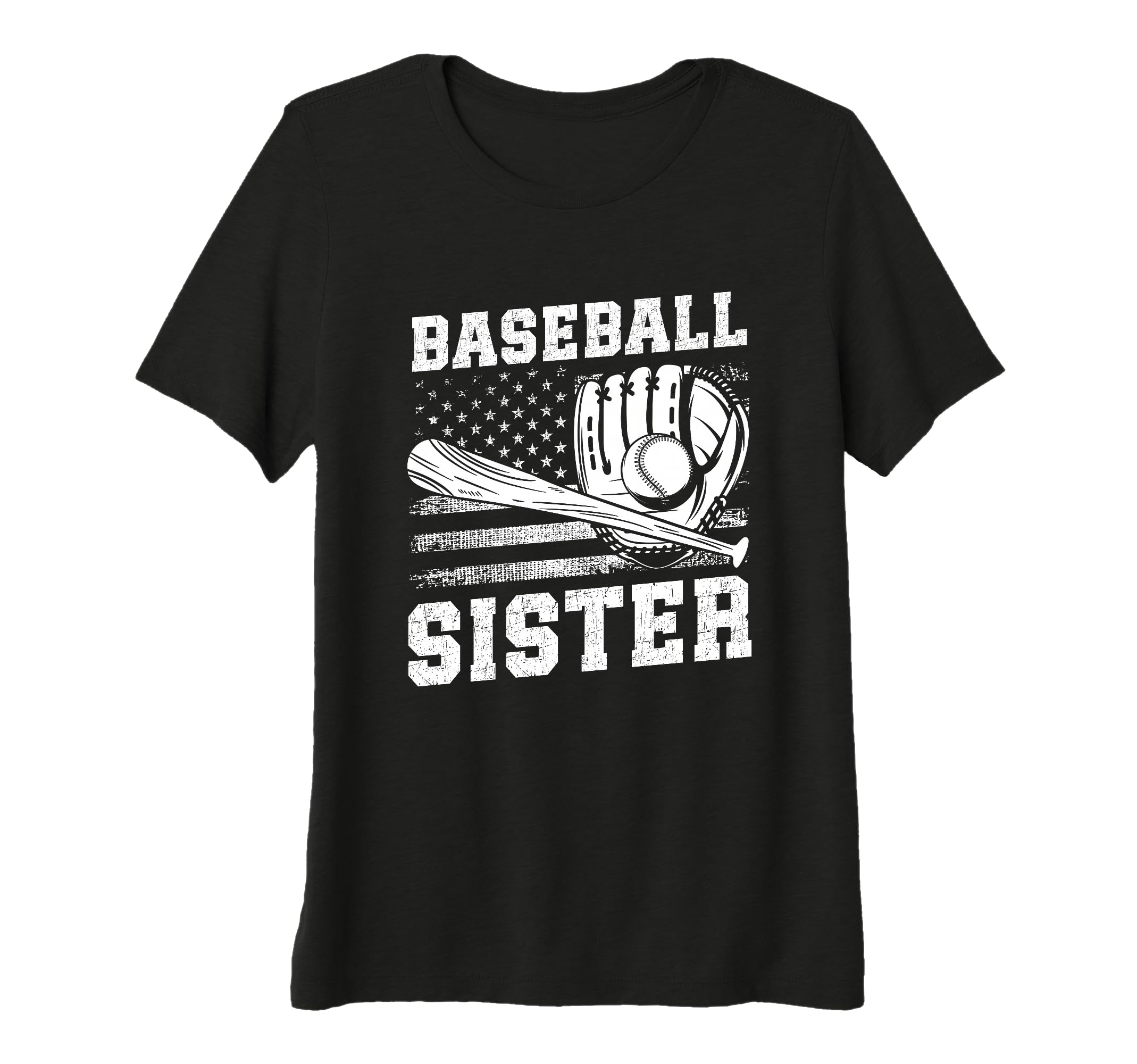 Womens Baseball Sister Usa Flag Tri T-Shirt - Custom Art Print Men Women - T-Shirt, Sweatshirt, Hoodie