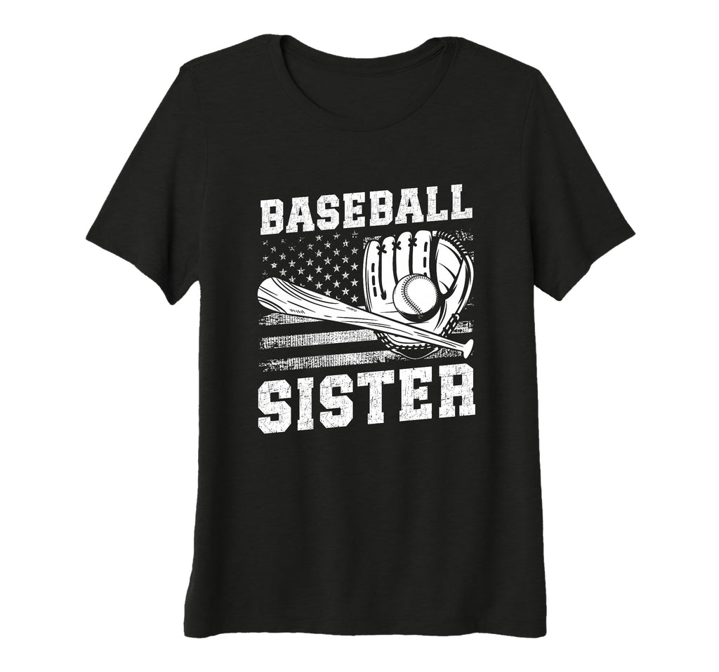 Womens Baseball Sister Usa Flag Tri T-Shirt - Streetwear Style for Adults - T-Shirt, Sweatshirt, Hoodie