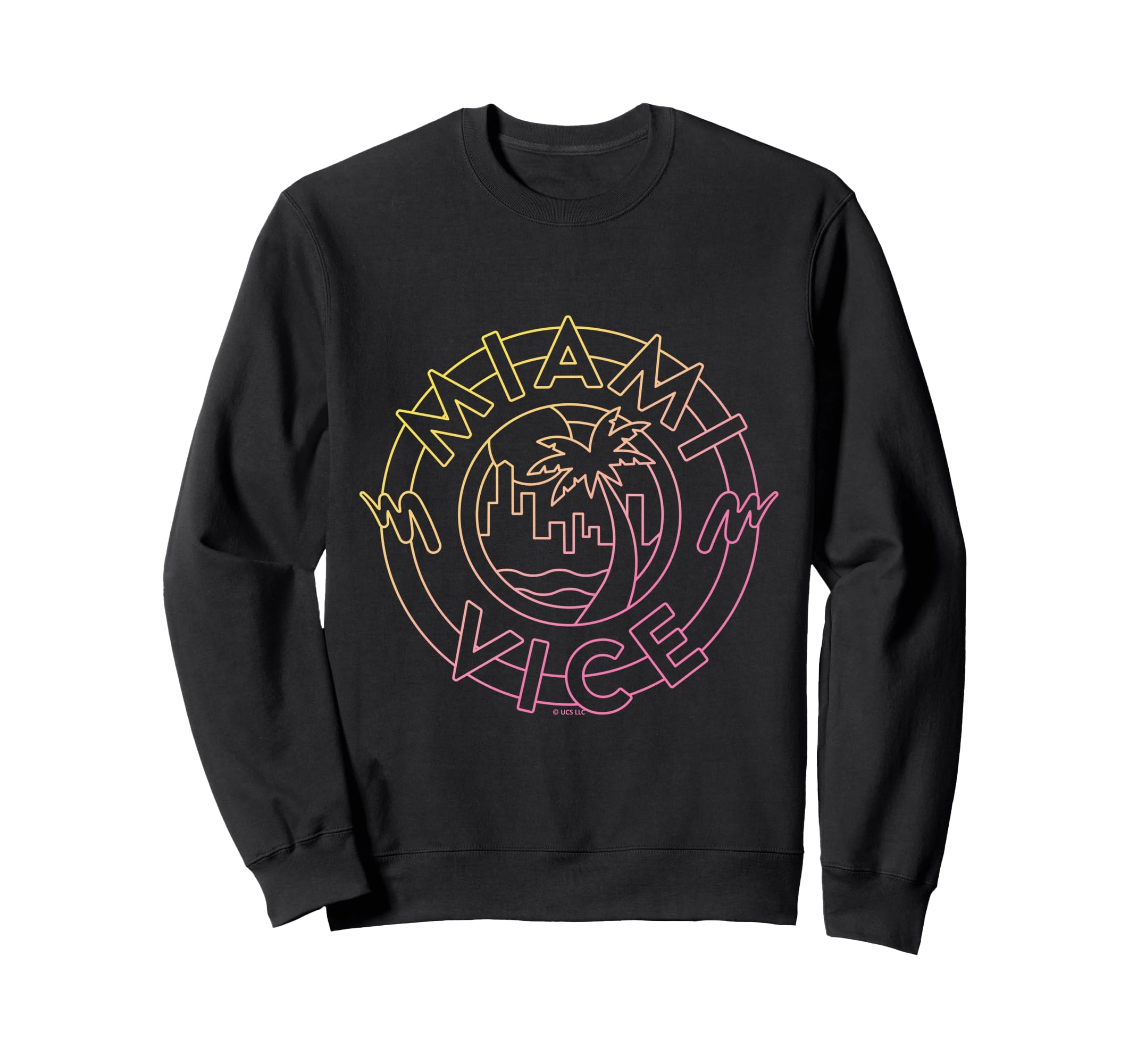 Miami Vice Neon Skyline Vibes Sweatshirt - Fun Novelty Design for Adults - T-Shirt, Sweatshirt, Hoodie