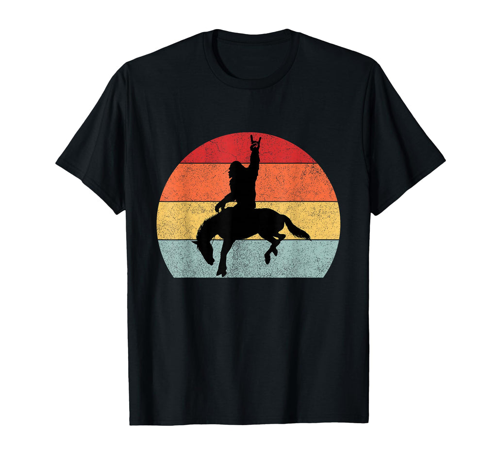 Bigfoot Riding Horse Rodeo Sunset T-Shirt - Fun Novelty Design for Adults - T-Shirt, Sweatshirt, Hoodie