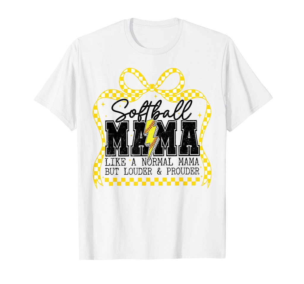 Coquette Softball Mama Checkered T-Shirt - Custom Art Print for Adults - T-Shirt, Sweatshirt, Hoodie