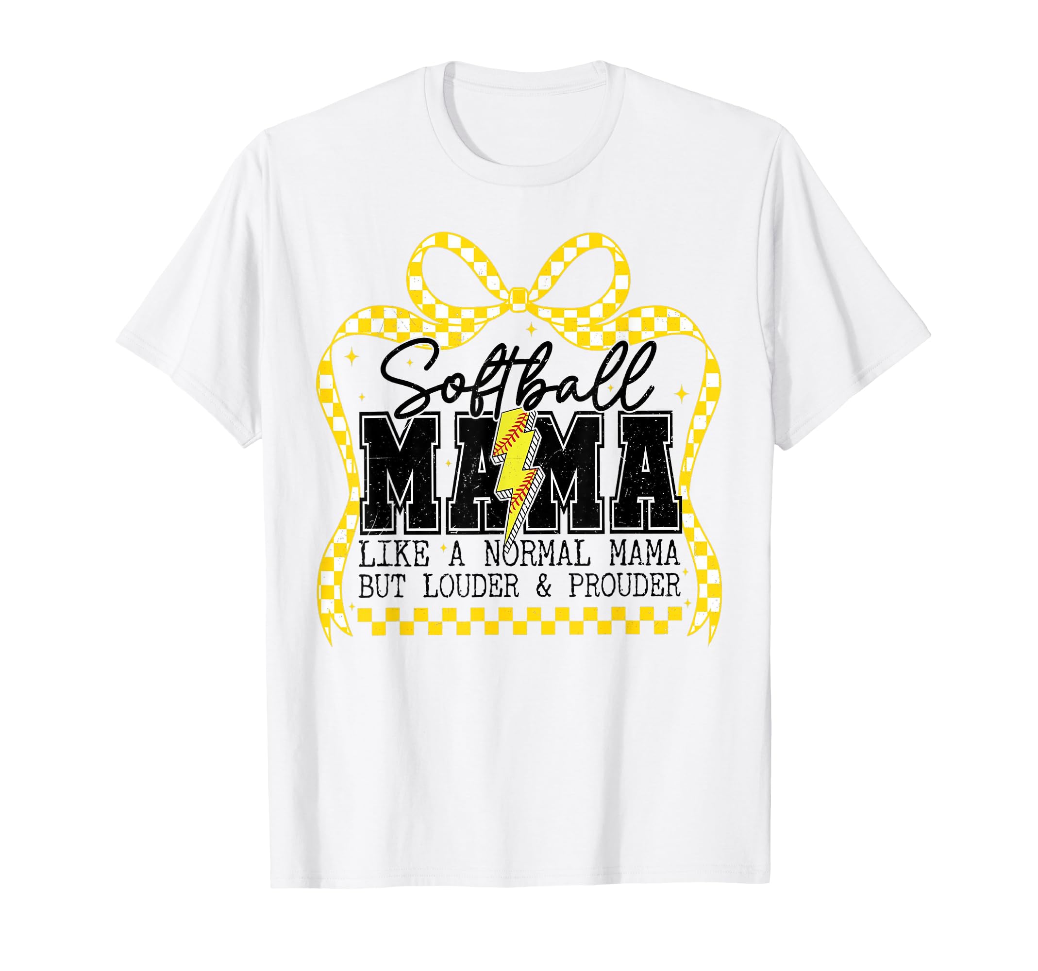 Coquette Softball Mama Checkered T-Shirt - Custom Art Print for Adults - T-Shirt, Sweatshirt, Hoodie