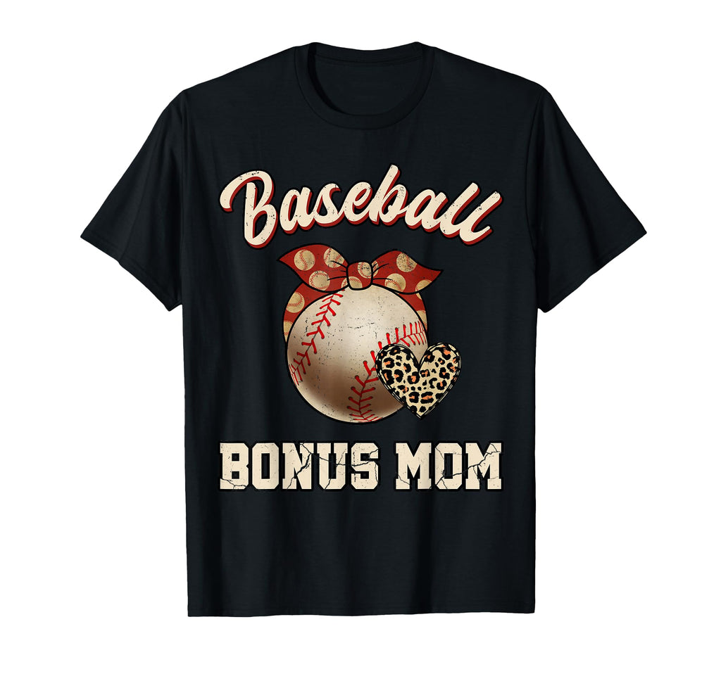 Baseball Bonus Mom Bandana Leopard Heart T-Shirt - Graphic Print Men Women - T-Shirt, Sweatshirt, Hoodie