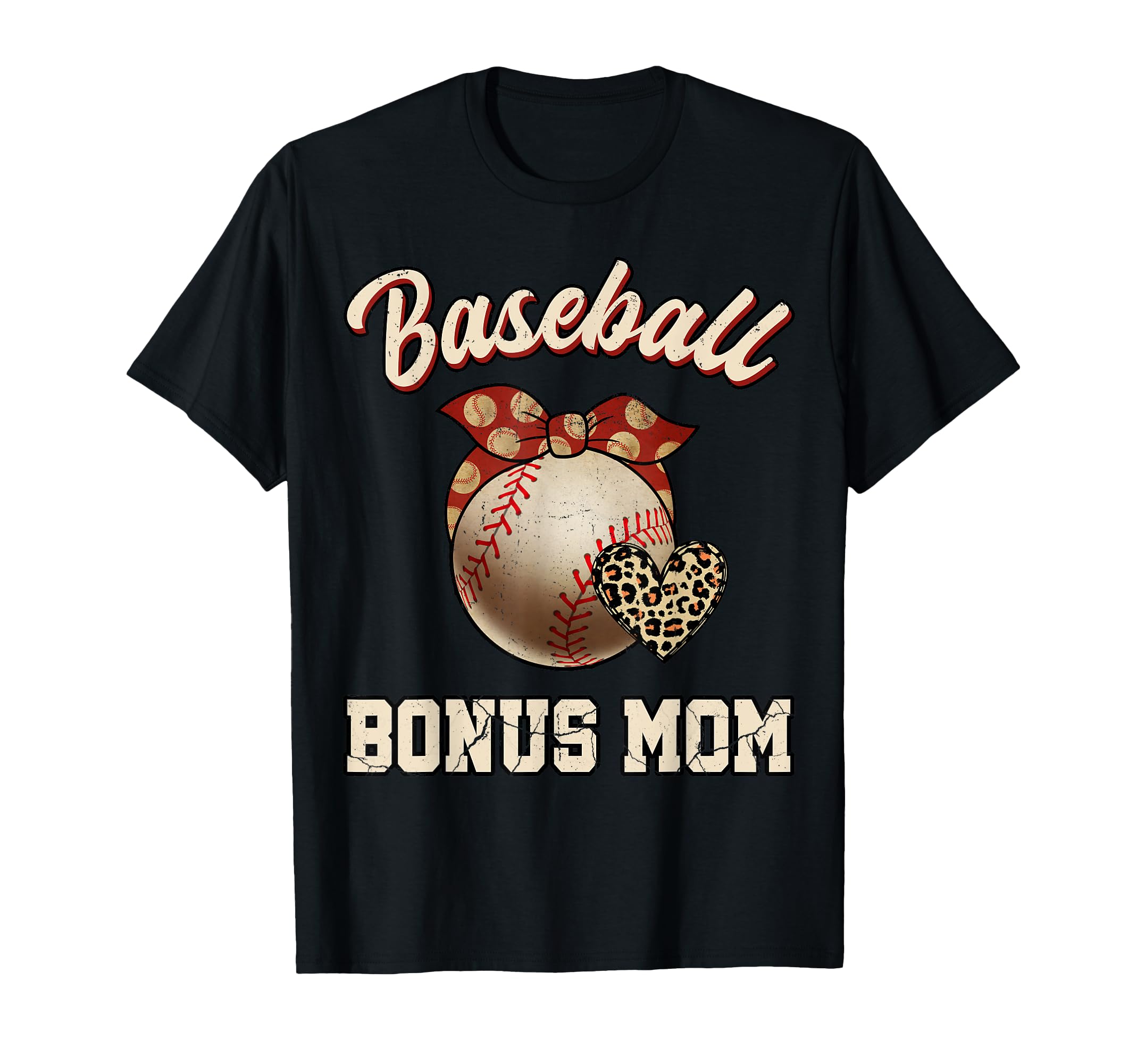 Baseball Bonus Mom Bandana Leopard Heart T-Shirt - Graphic Print Men Women - T-Shirt, Sweatshirt, Hoodie