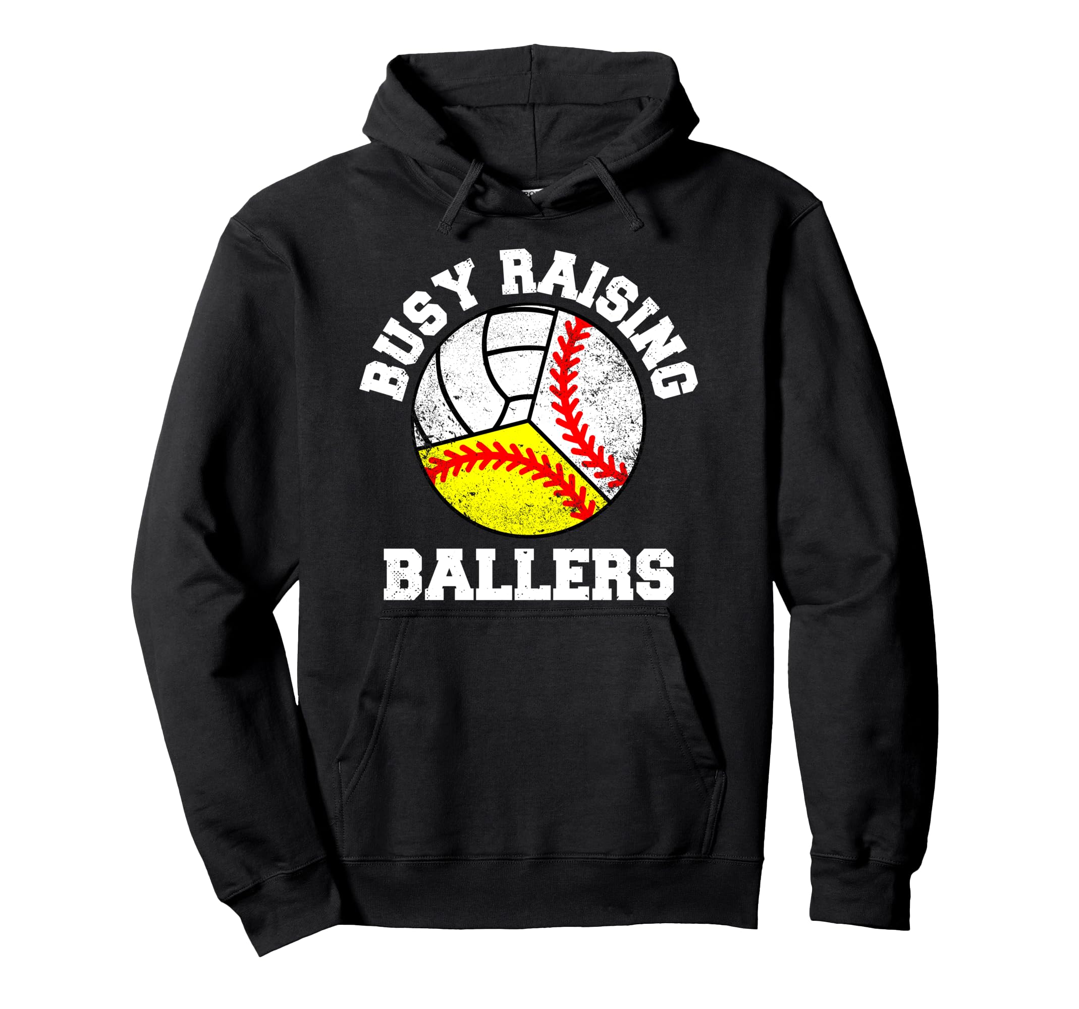 Busy Raising Ballers Funny Baseball Softball Hoodie - Graphic Print Unisex - T-Shirt, Sweatshirt, Hoodie