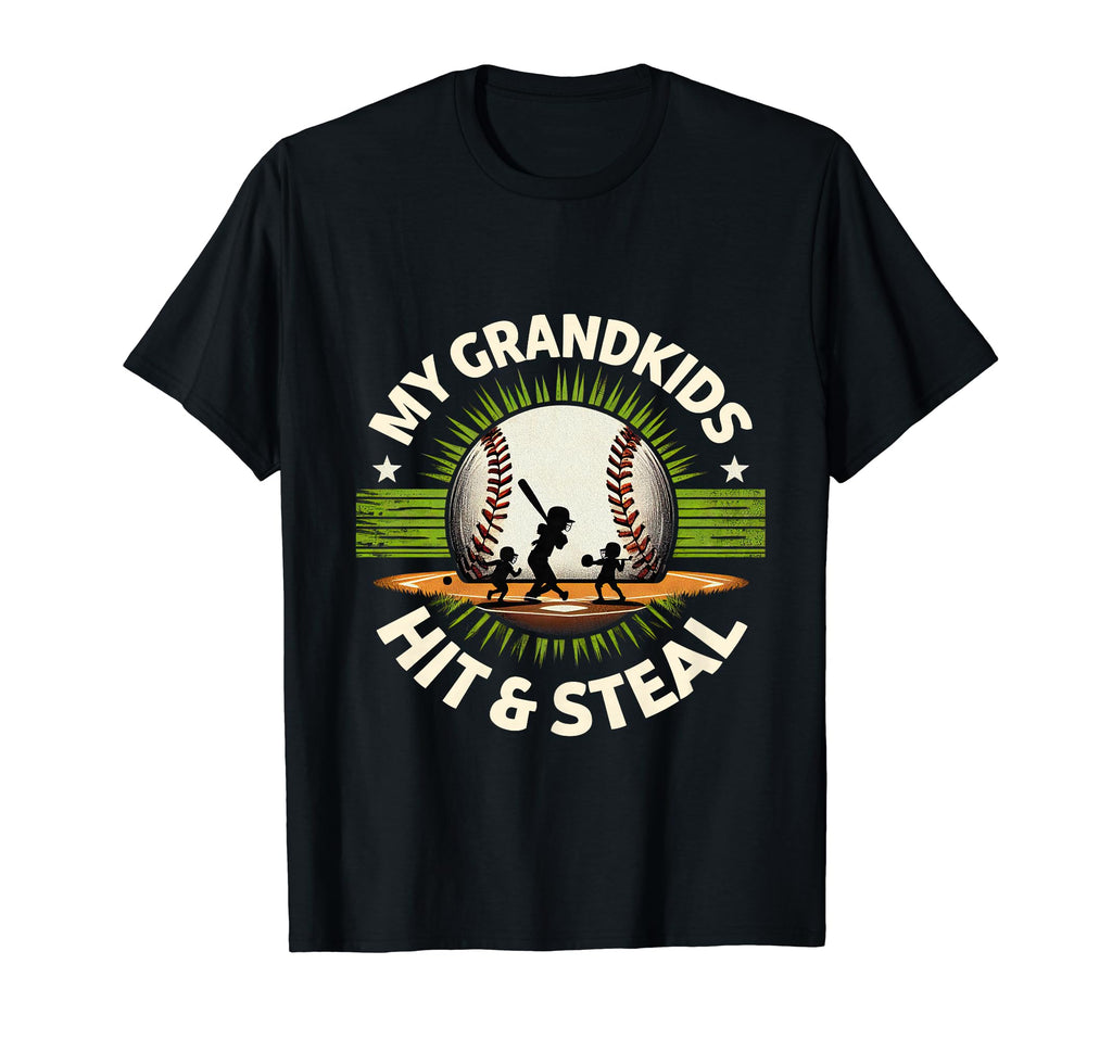 My Grandkids Hit Steal Baseball T-Shirt - Minimalist Print for Adults - T-Shirt, Sweatshirt, Hoodie