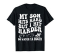 Football My Son Hits Hard But I Hit T-Shirt - Custom Art Print for Adults - T-Shirt, Sweatshirt, Hoodie
