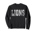 Lions Mascot Distressed School Sweatshirt - Unique Graphic for Adults - T-Shirt, Sweatshirt, Hoodie