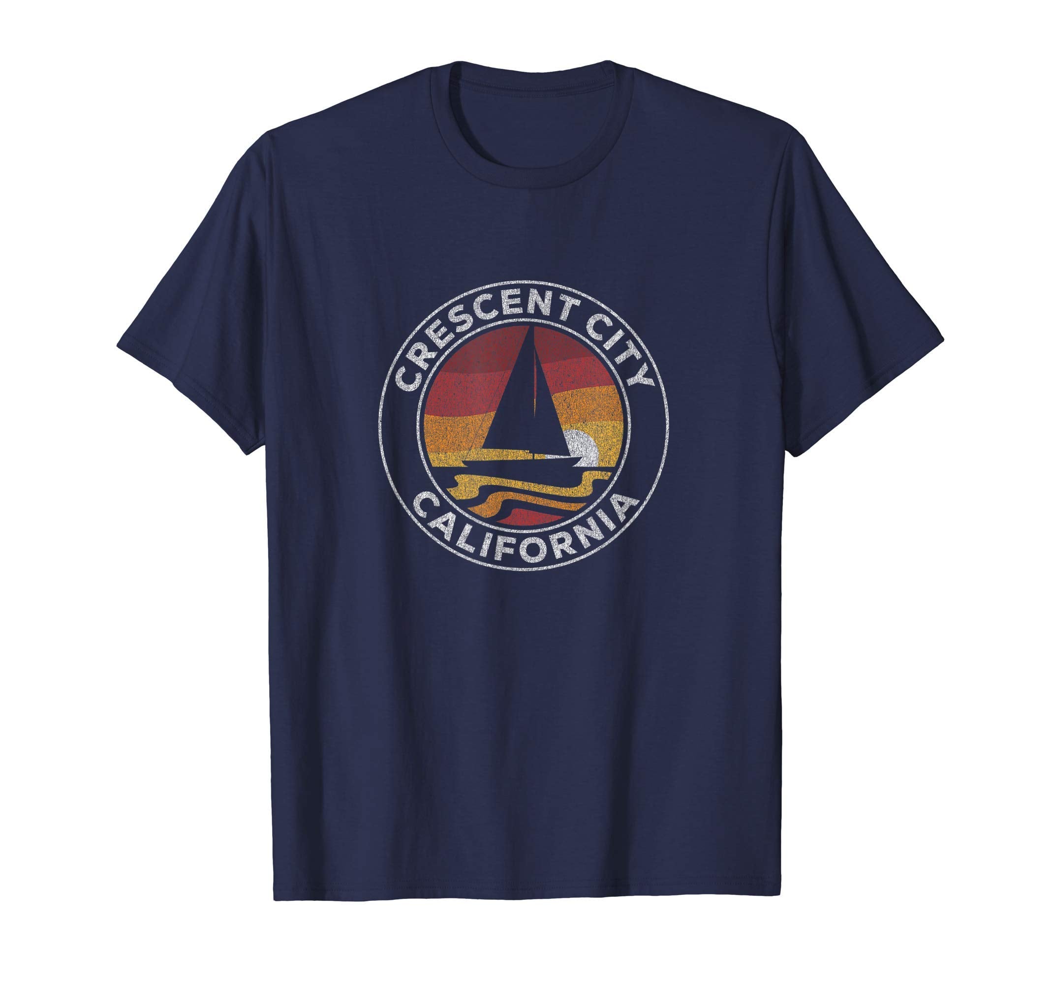 Crescent City California Sailboat 70S T-Shirt - Fun Novelty Design Unisex - T-Shirt, Sweatshirt, Hoodie