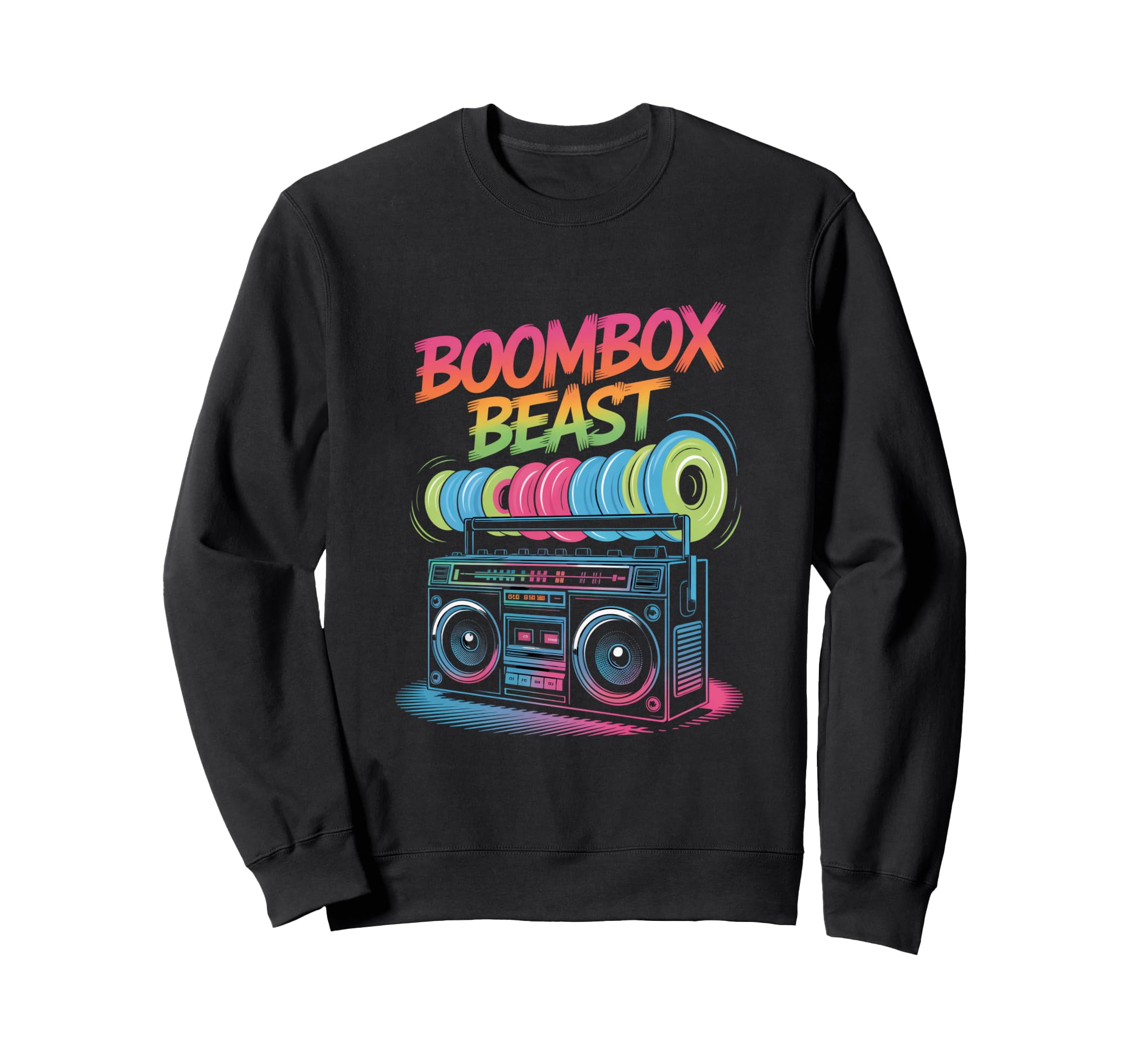 Boombox Beast 80S Hip Hop Old School Sweatshirt - Graphic Print for Adults - T-Shirt, Sweatshirt, Hoodie